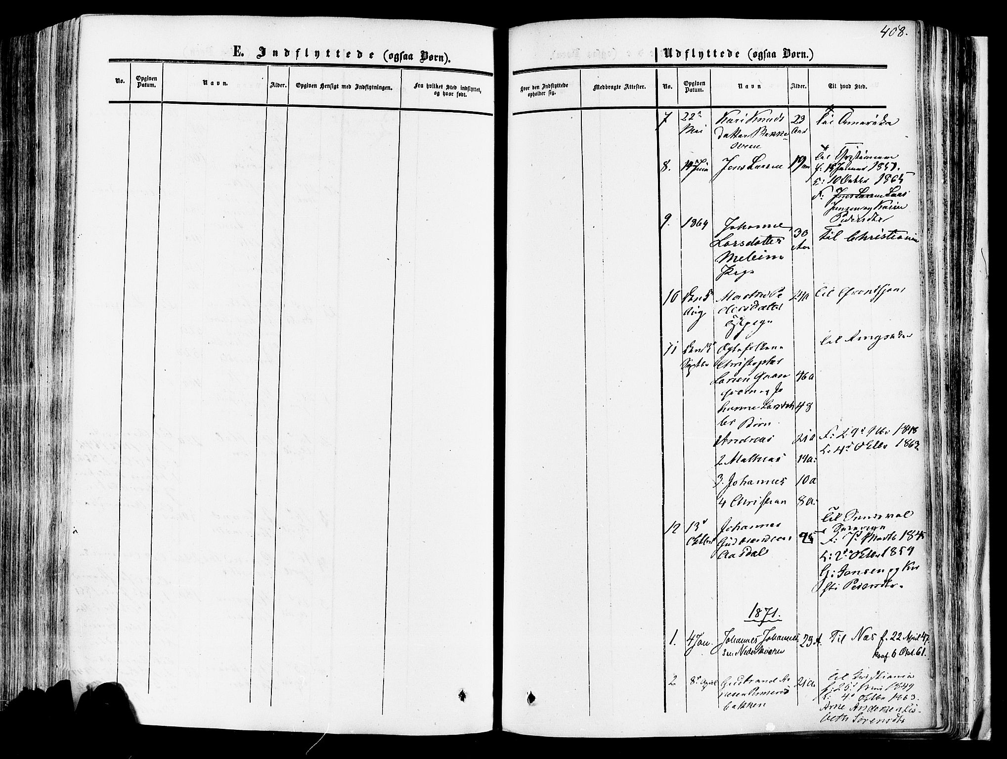 Vang prestekontor, Hedmark, SAH/PREST-008/H/Ha/Haa/L0013: Parish register (official) no. 13, 1855-1879, p. 408