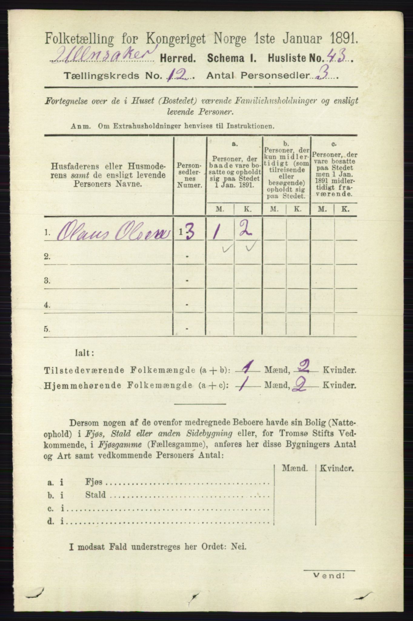 RA, 1891 census for 0235 Ullensaker, 1891, p. 5600