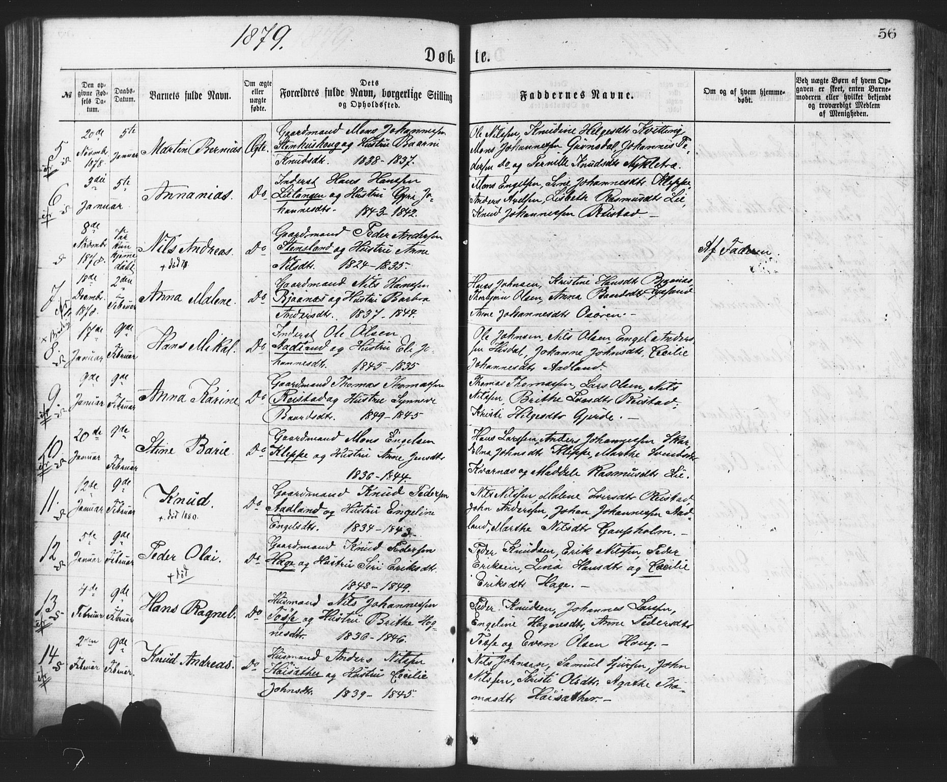 Os sokneprestembete, AV/SAB-A-99929: Parish register (official) no. A 18, 1874-1884, p. 56