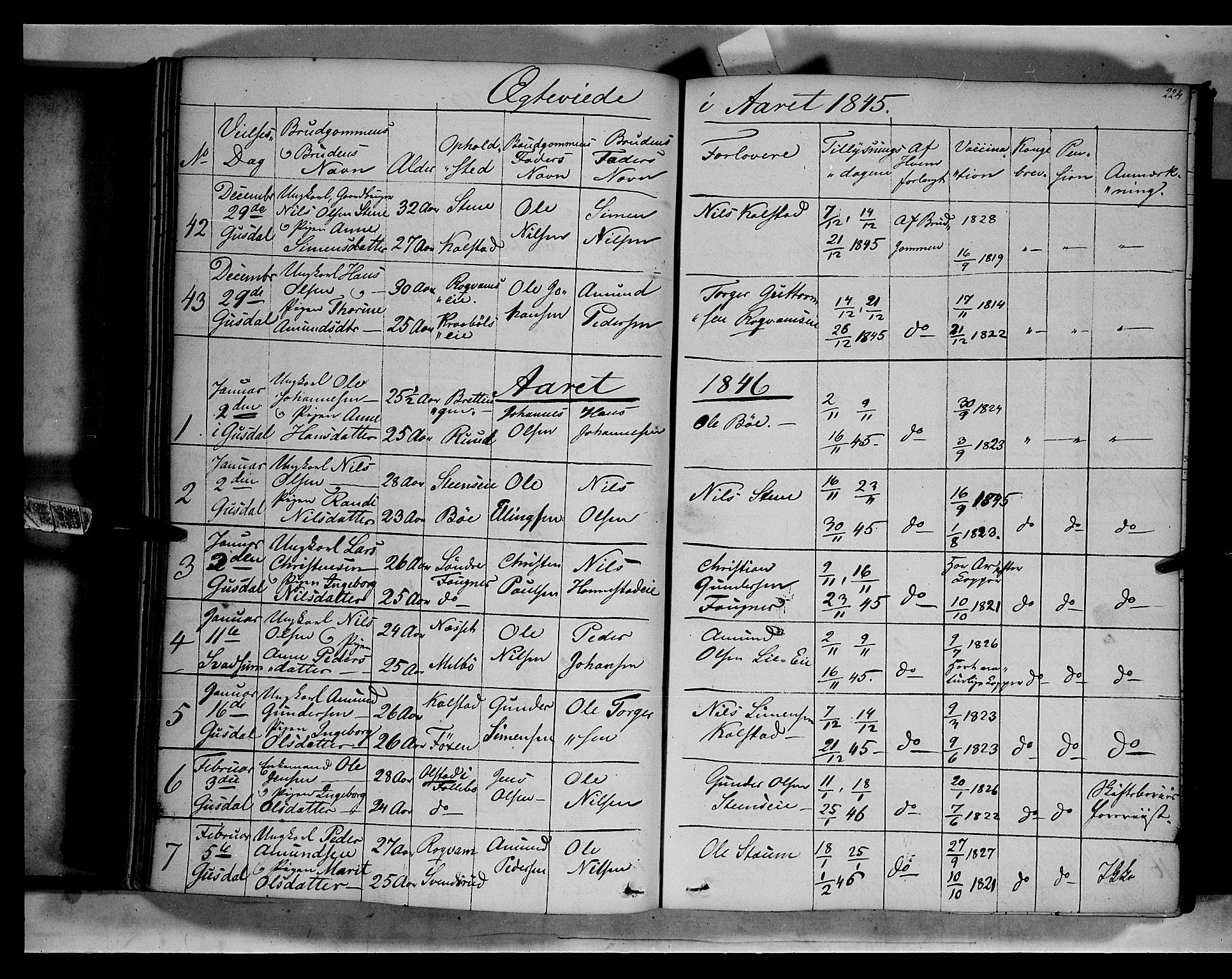 Gausdal prestekontor, AV/SAH-PREST-090/H/Ha/Haa/L0007: Parish register (official) no. 7, 1840-1850, p. 224