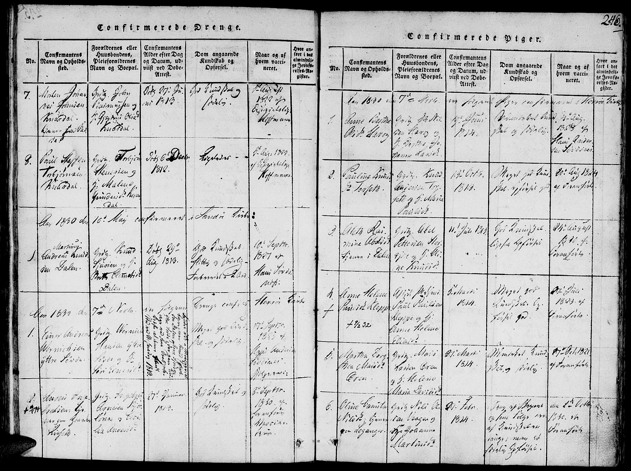 Ministerialprotokoller, klokkerbøker og fødselsregistre - Møre og Romsdal, SAT/A-1454/504/L0054: Parish register (official) no. 504A01, 1816-1861, p. 246