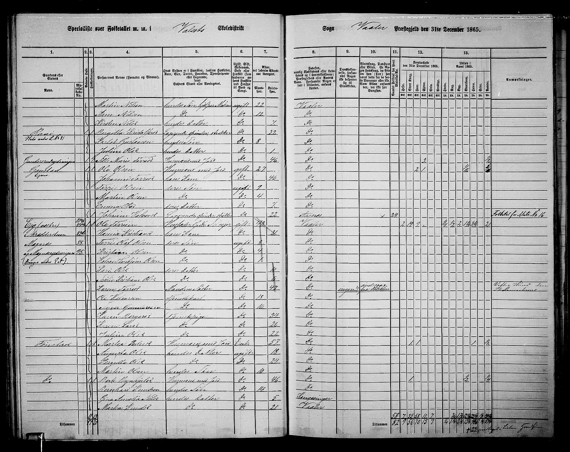 RA, 1865 census for Våler, 1865, p. 42