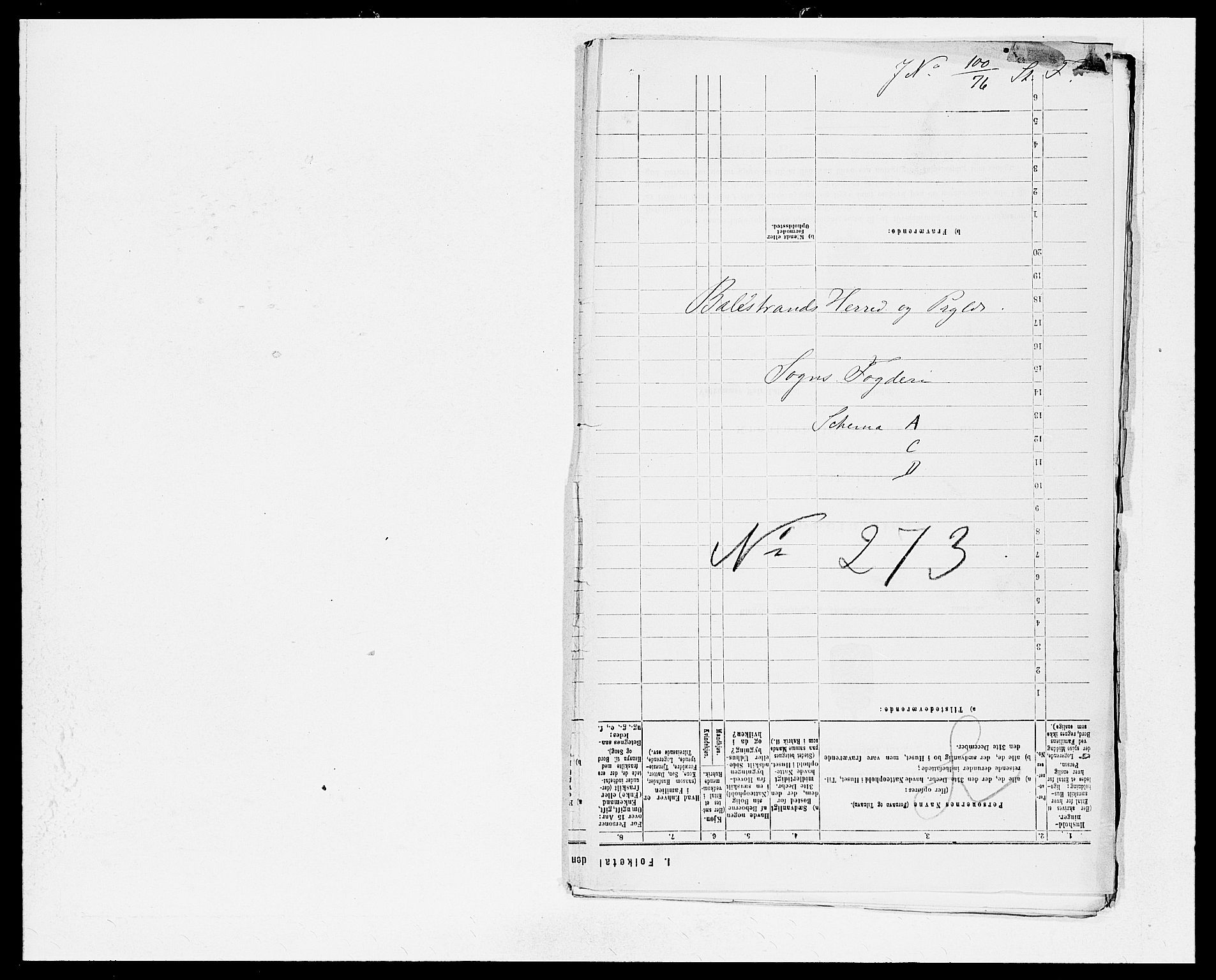 SAB, 1875 census for 1418P Balestrand, 1875, p. 1