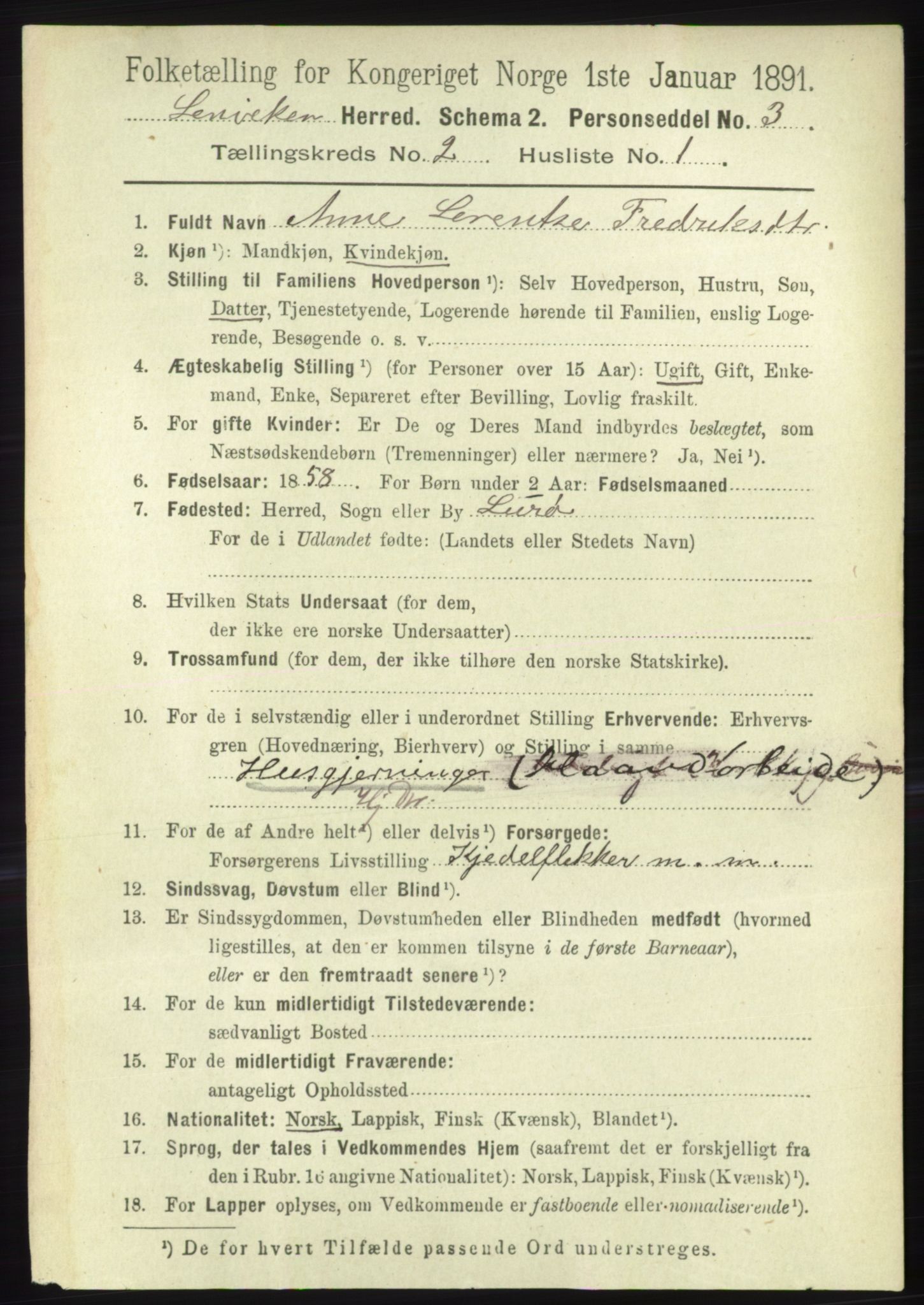 RA, 1891 census for 1931 Lenvik, 1891, p. 780