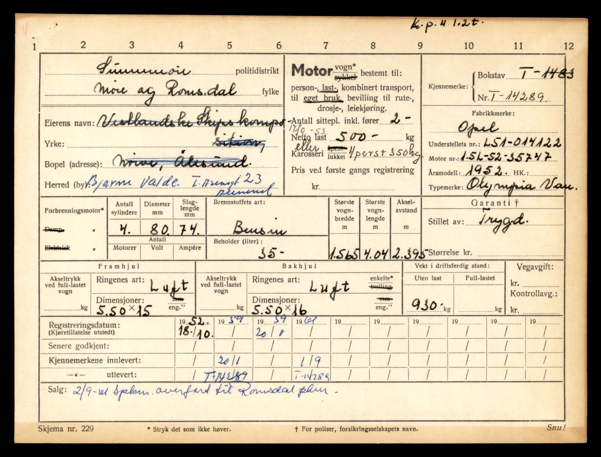 Møre og Romsdal vegkontor - Ålesund trafikkstasjon, AV/SAT-A-4099/F/Fe/L0044: Registreringskort for kjøretøy T 14205 - T 14319, 1927-1998, p. 2477
