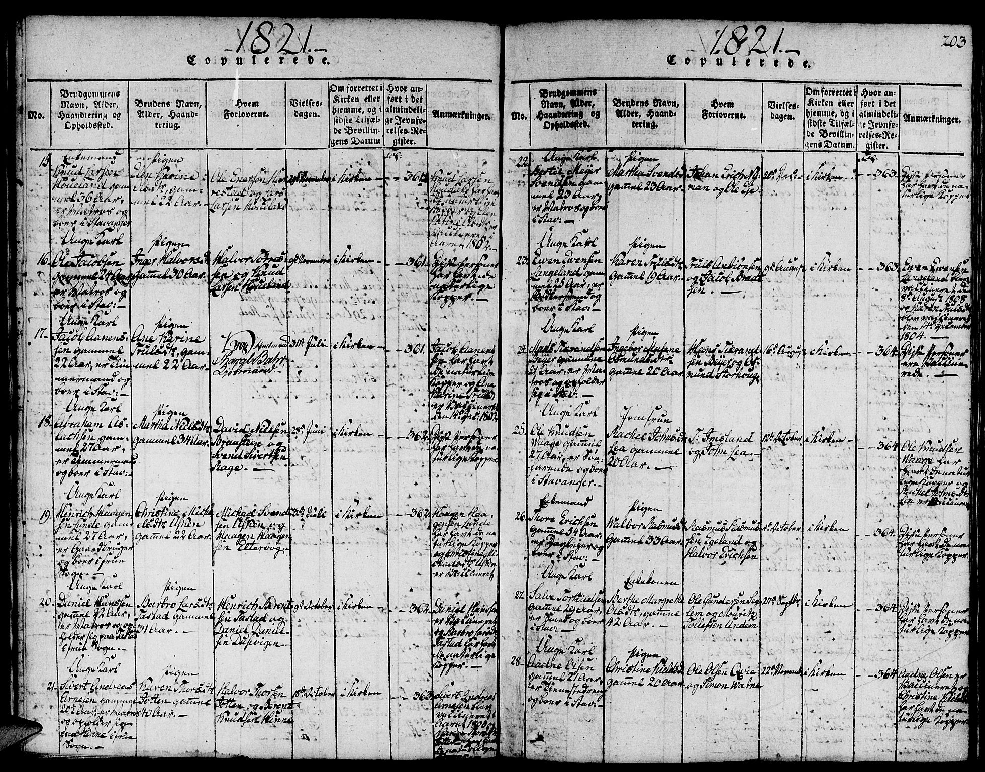 Domkirken sokneprestkontor, AV/SAST-A-101812/001/30/30BA/L0008: Parish register (official) no. A 8, 1816-1821, p. 203