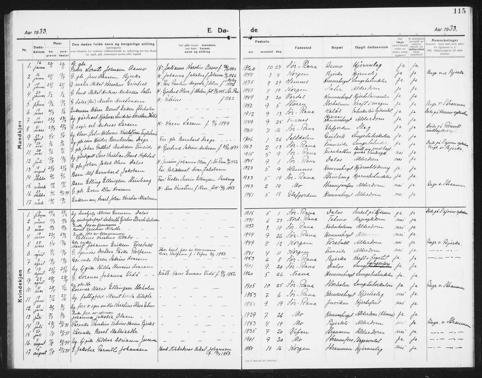 Ministerialprotokoller, klokkerbøker og fødselsregistre - Nordland, AV/SAT-A-1459/825/L0372: Parish register (copy) no. 825C09, 1923-1940, p. 115