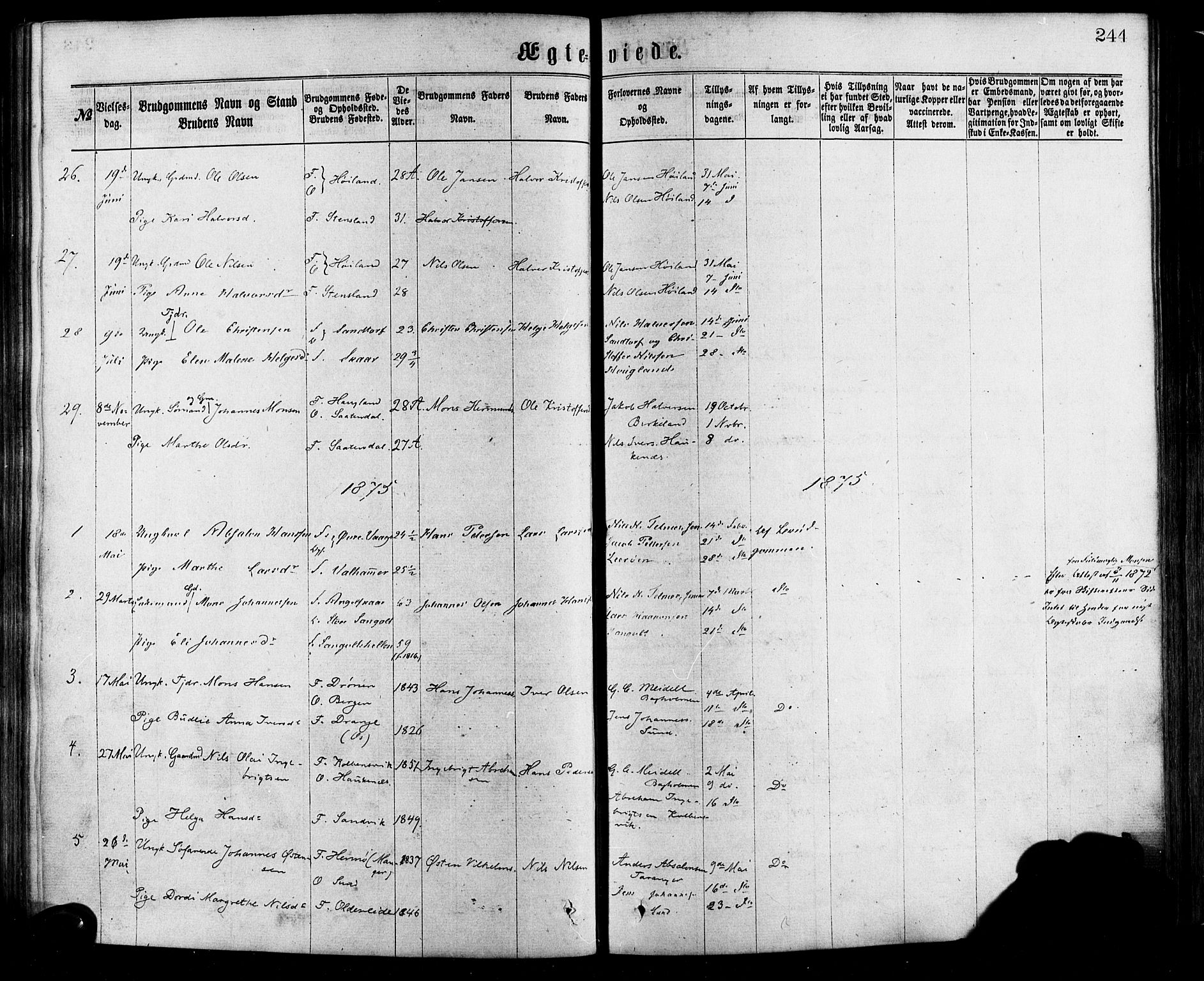 Sund sokneprestembete, SAB/A-99930: Parish register (official) no. A 15, 1867-1881, p. 244
