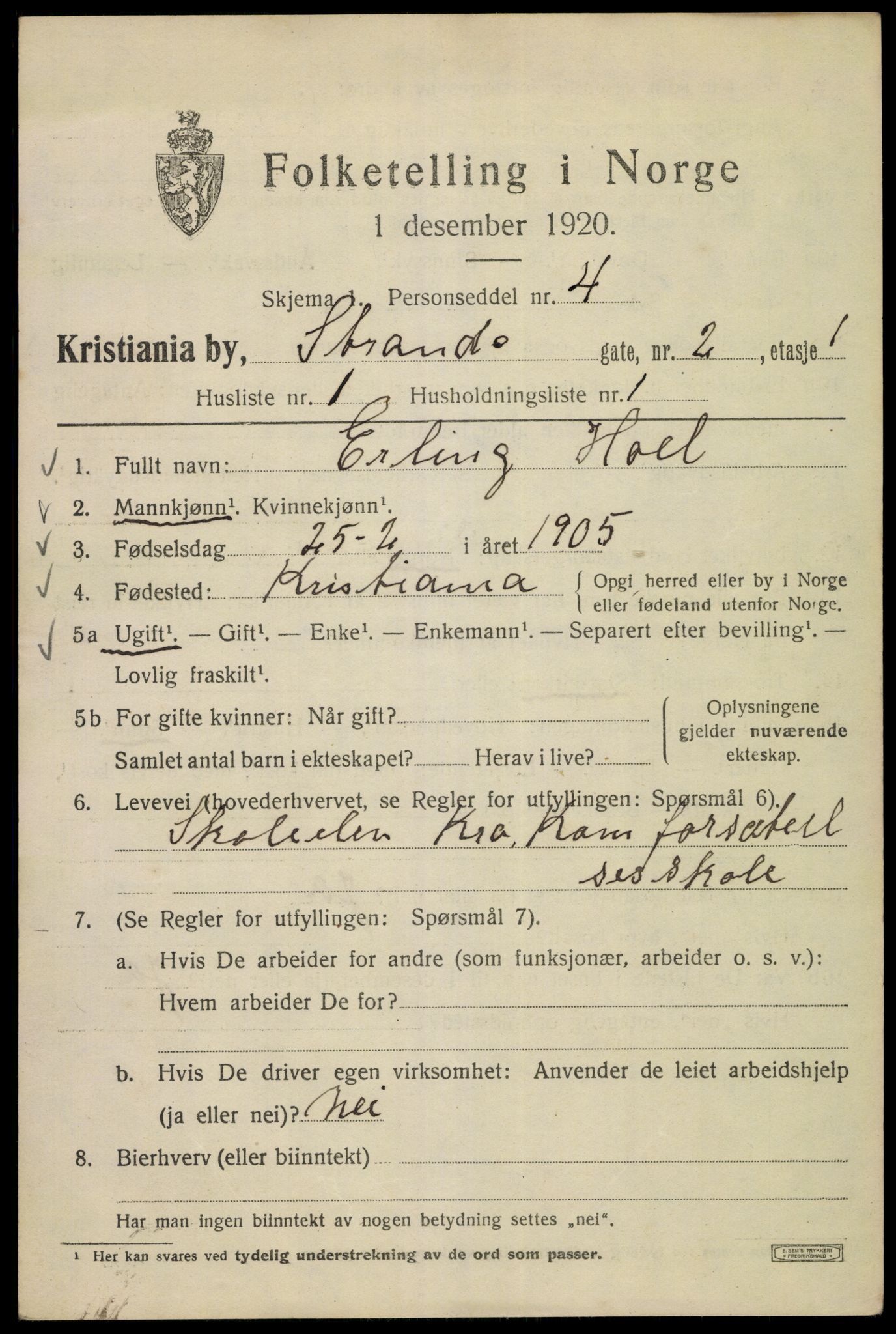 SAO, 1920 census for Kristiania, 1920, p. 550839