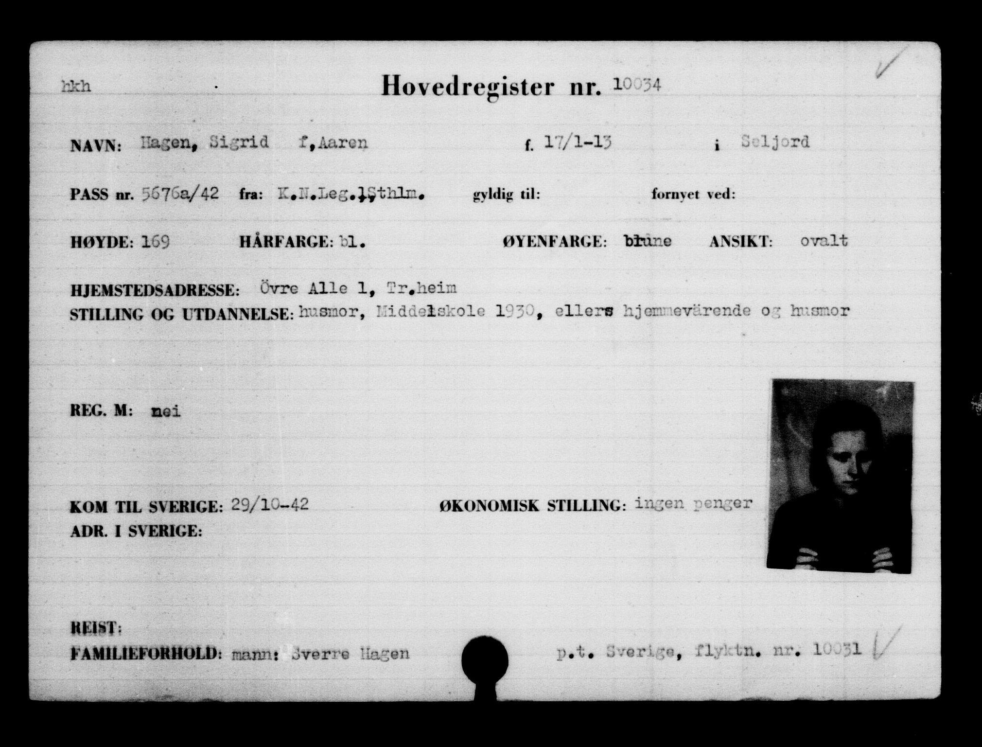 Utenriksstasjonene, Legasjonen i Stockholm, Flyktningkontoret, AV/RA-S-6753/V/Va/L0006: Kjesäterkartoteket, flyktninger med registreringsnr. 9400-12711, 1940-1945, p. 721
