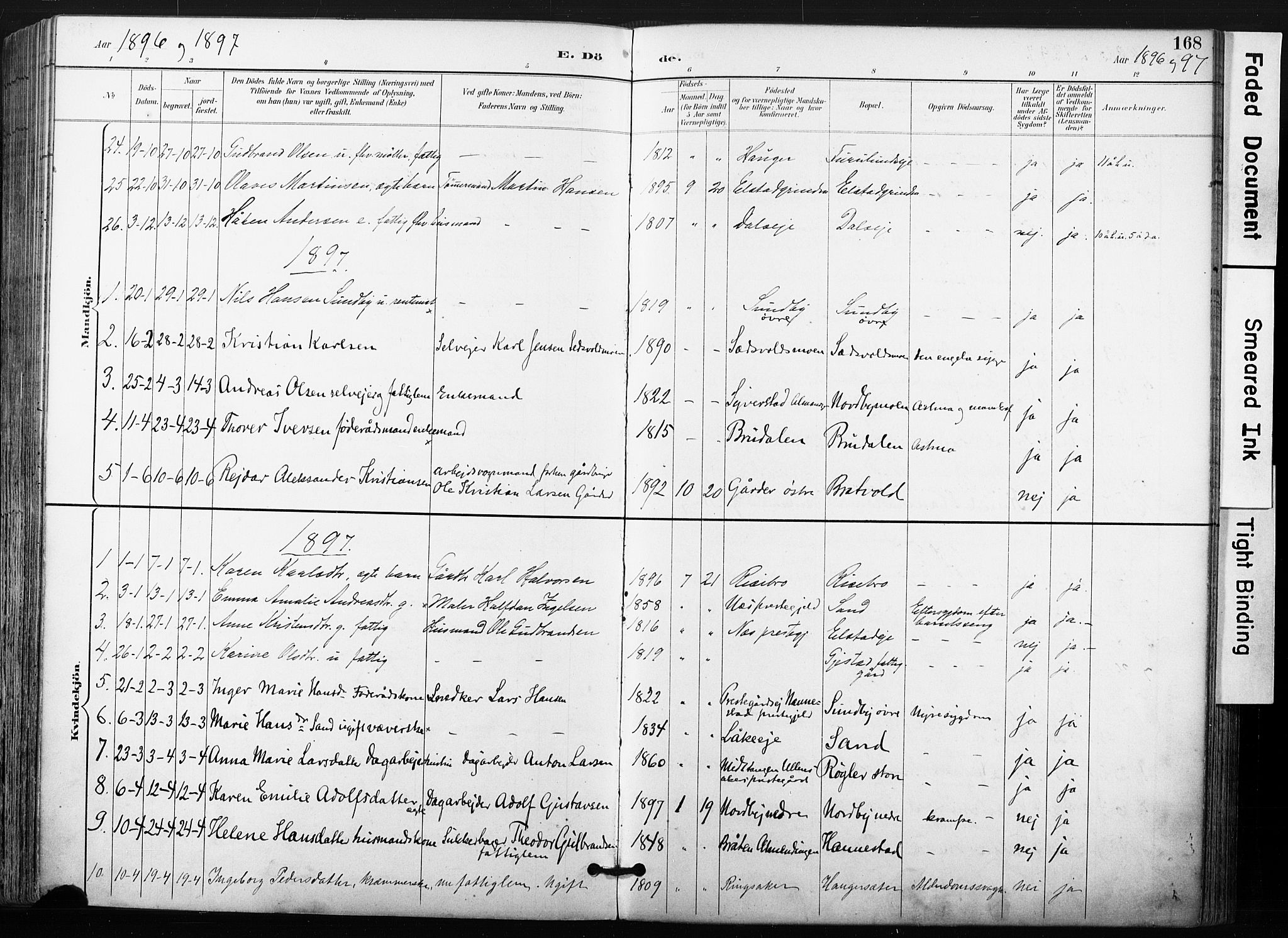 Ullensaker prestekontor Kirkebøker, AV/SAO-A-10236a/F/Fb/L0002: Parish register (official) no. II 2, 1894-1909, p. 168