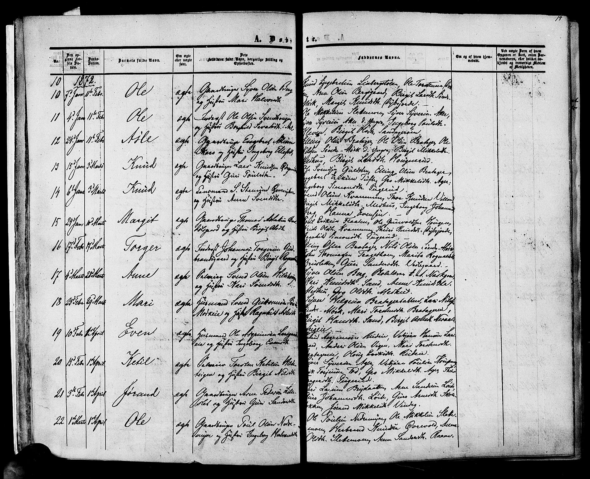 Hol kirkebøker, AV/SAKO-A-227/F/Fa/L0002: Parish register (official) no. I 2, 1870-1886, p. 15