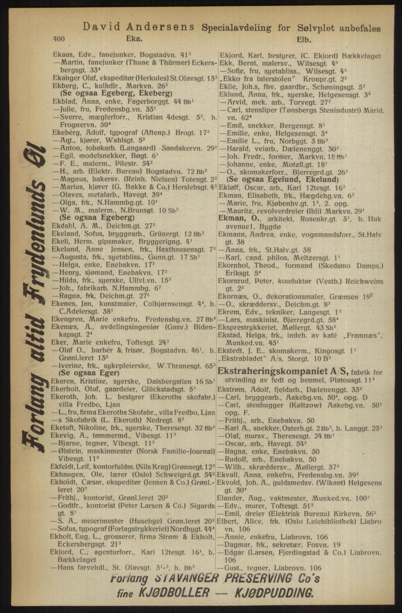 Kristiania/Oslo adressebok, PUBL/-, 1914, p. 400