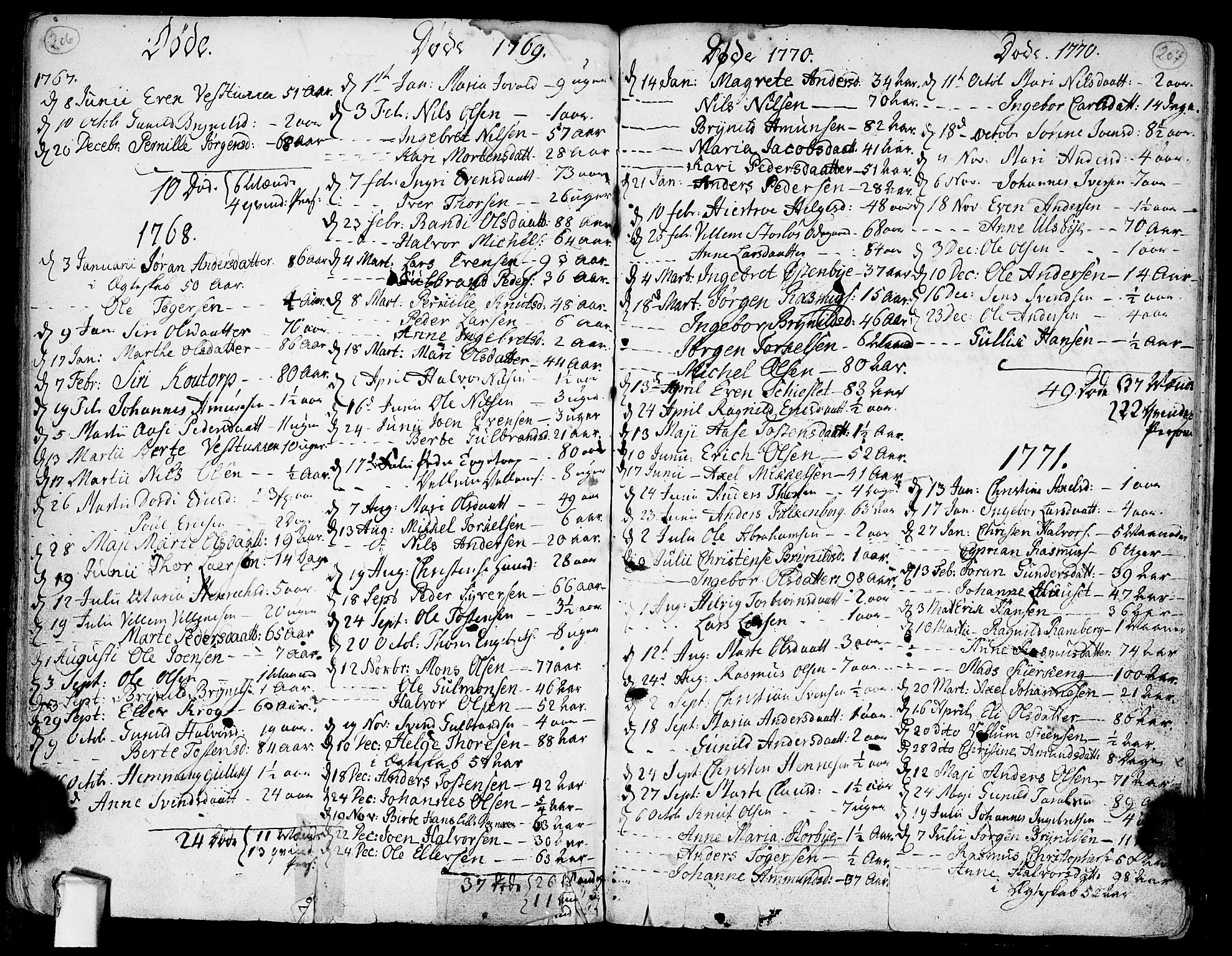 Rødenes prestekontor Kirkebøker, SAO/A-2005/F/Fa/L0002: Parish register (official) no. I 2, 1733-1776, p. 206-207