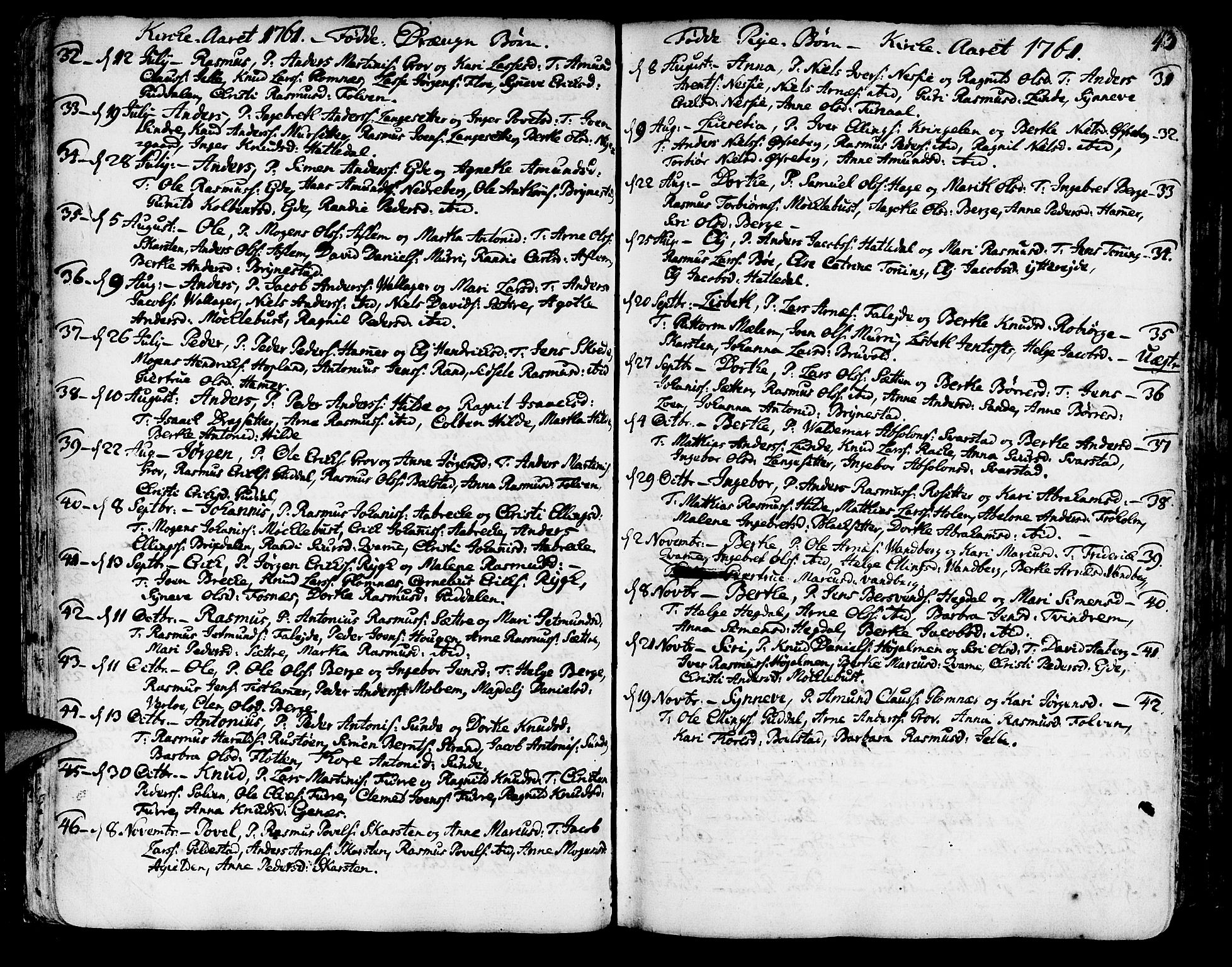 Innvik sokneprestembete, AV/SAB-A-80501: Parish register (official) no. A 1, 1750-1816, p. 43