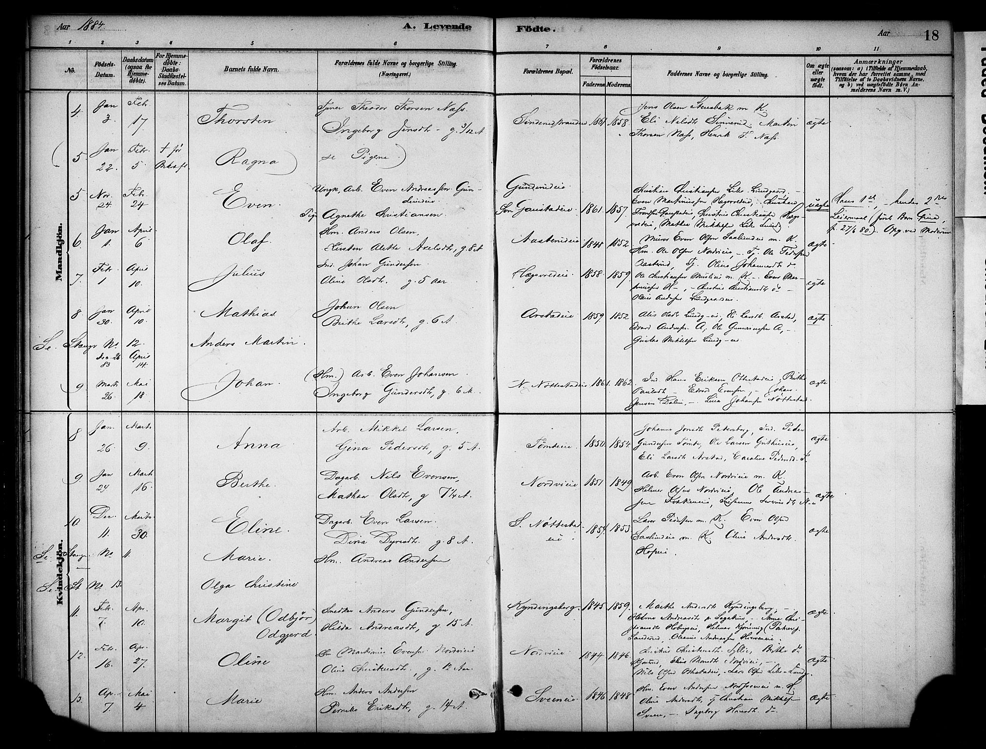 Stange prestekontor, AV/SAH-PREST-002/K/L0019: Parish register (official) no. 19, 1880-1891, p. 18