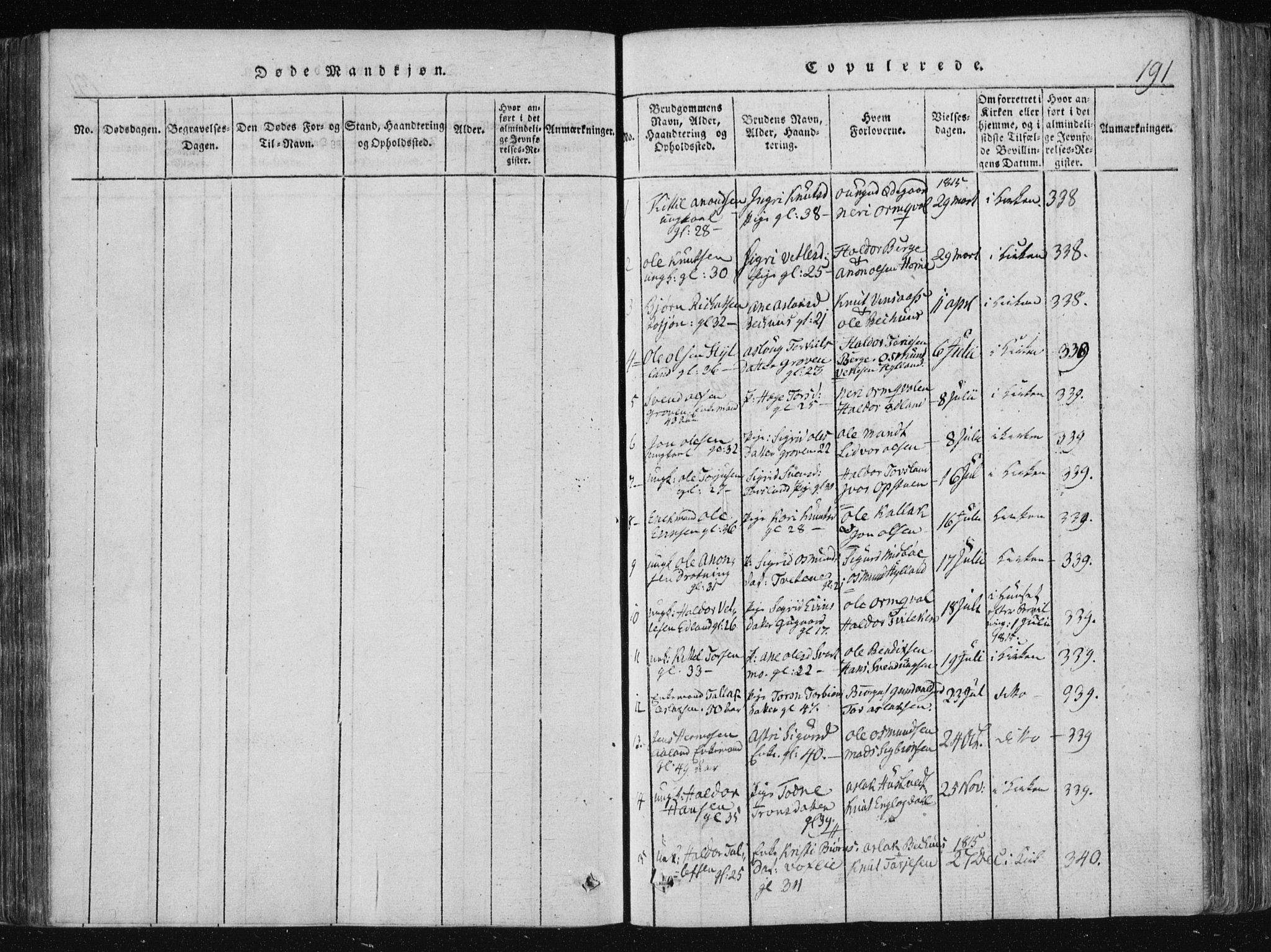 Vinje kirkebøker, AV/SAKO-A-312/F/Fa/L0003: Parish register (official) no. I 3, 1814-1843, p. 191