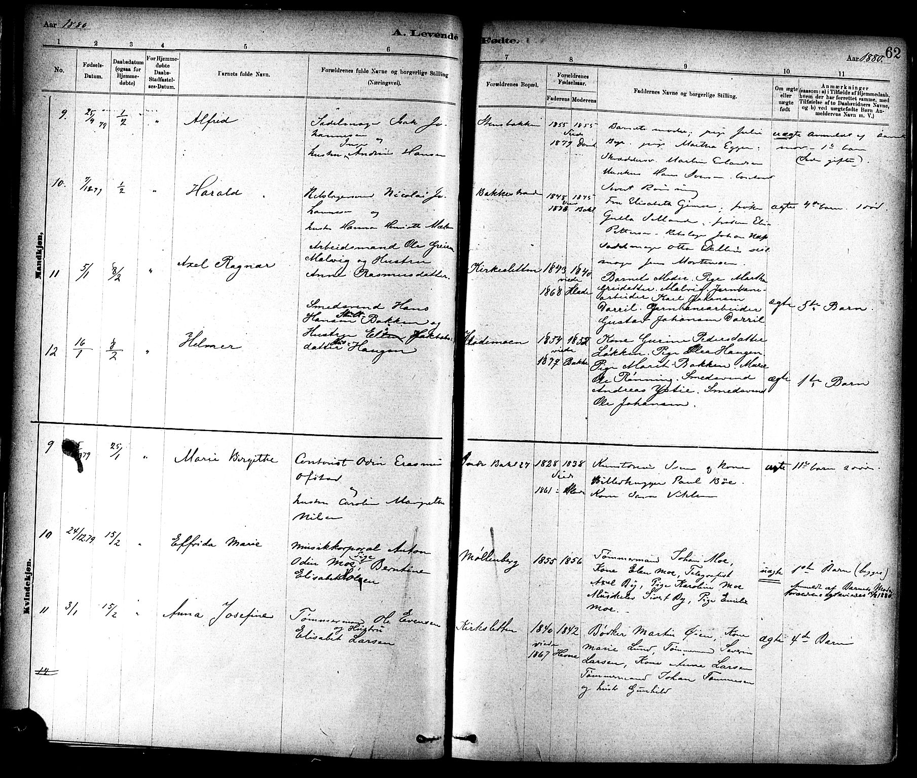 Ministerialprotokoller, klokkerbøker og fødselsregistre - Sør-Trøndelag, AV/SAT-A-1456/604/L0188: Parish register (official) no. 604A09, 1878-1892, p. 62