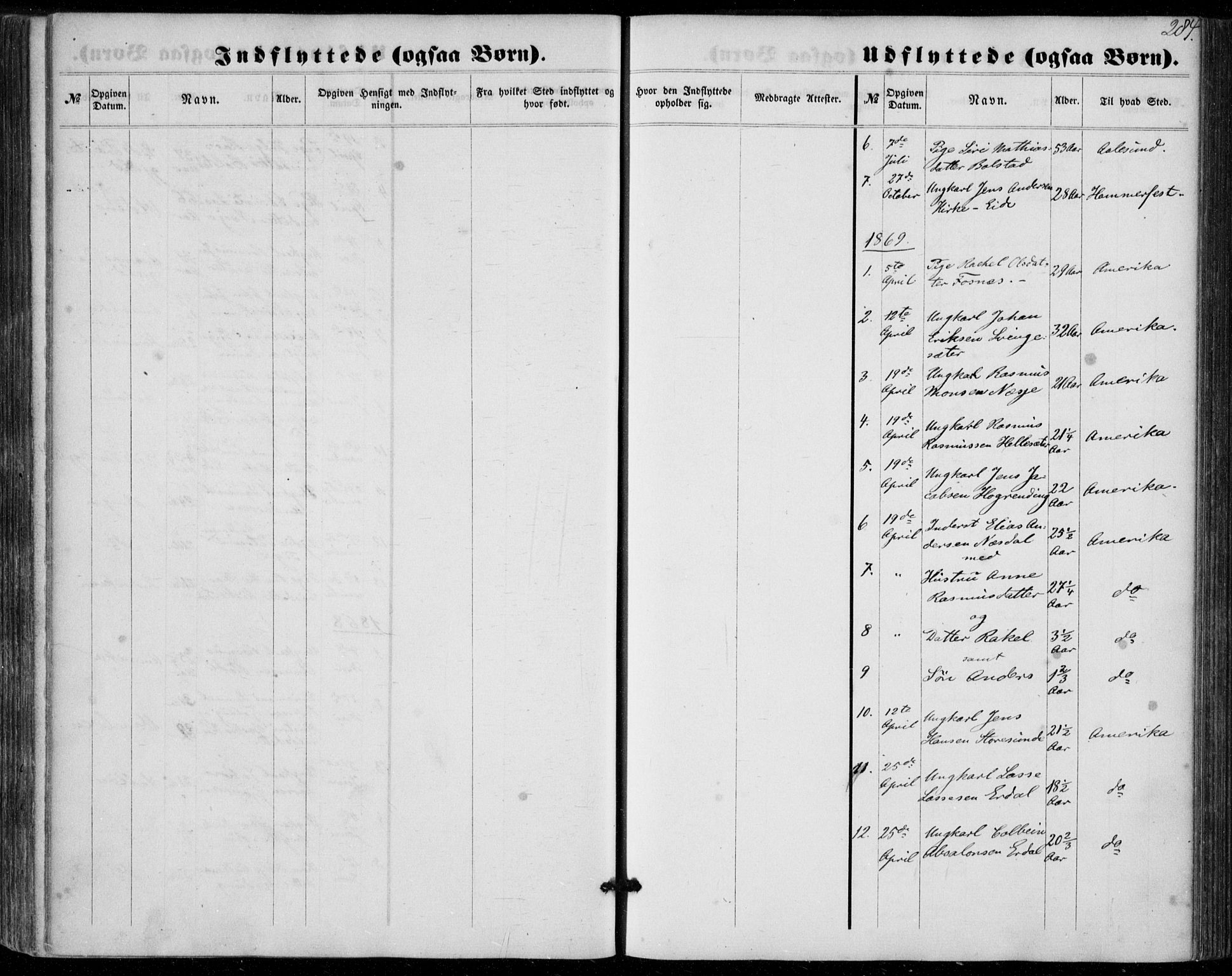 Stryn Sokneprestembete, SAB/A-82501: Parish register (official) no. A 3, 1862-1877, p. 284