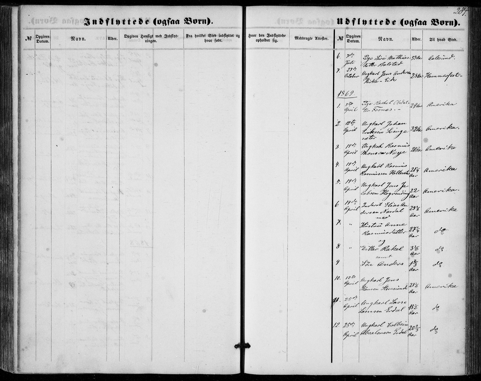 Stryn Sokneprestembete, AV/SAB-A-82501: Parish register (official) no. A 3, 1862-1877, p. 284