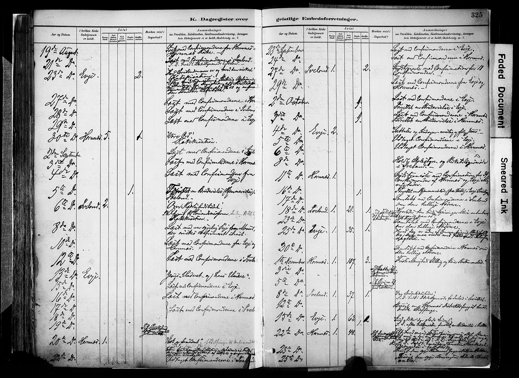 Evje sokneprestkontor, AV/SAK-1111-0008/F/Fa/Faa/L0007: Parish register (official) no. A 7, 1884-1909, p. 325