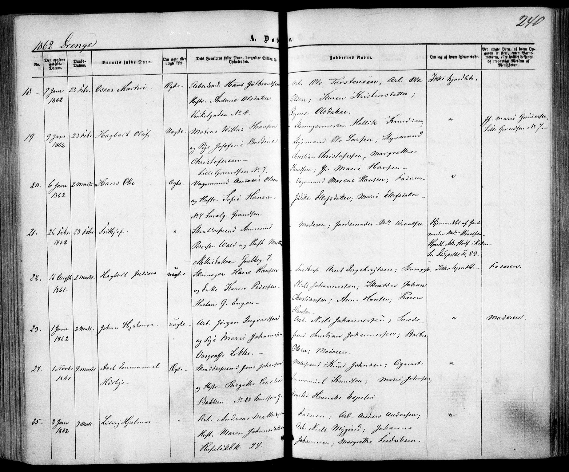 Trefoldighet prestekontor Kirkebøker, AV/SAO-A-10882/F/Fa/L0001: Parish register (official) no. I 1, 1858-1863, p. 240