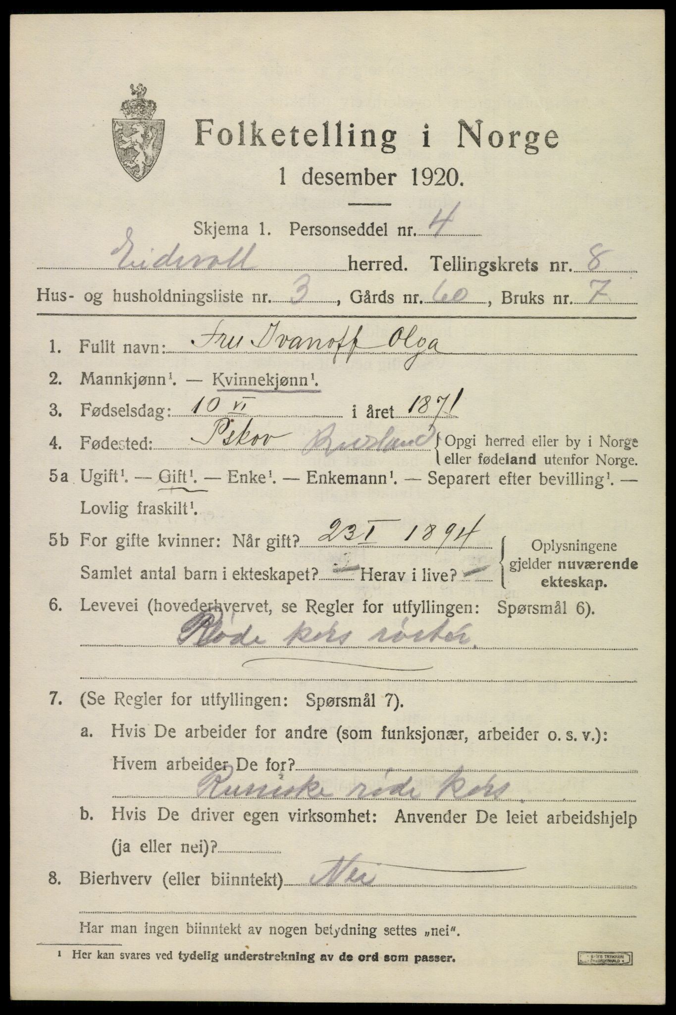 SAO, 1920 census for Eidsvoll, 1920, p. 12817