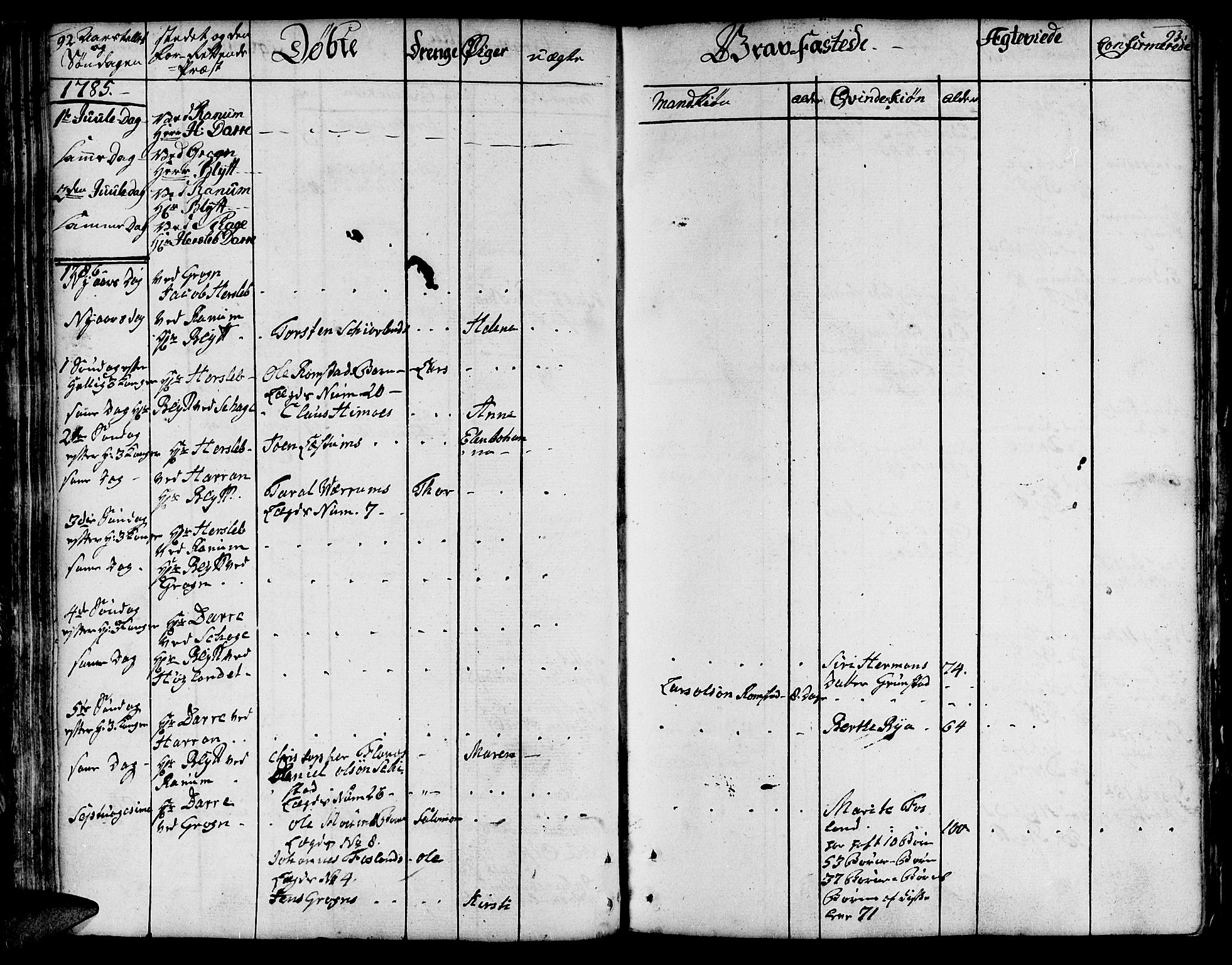 Ministerialprotokoller, klokkerbøker og fødselsregistre - Nord-Trøndelag, AV/SAT-A-1458/764/L0544: Parish register (official) no. 764A04, 1780-1798, p. 92-93