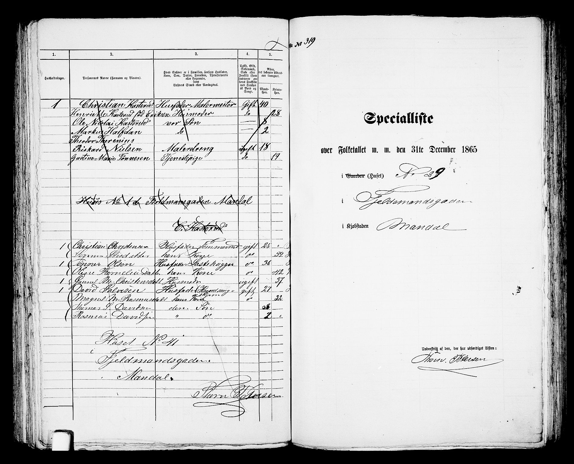 RA, 1865 census for Mandal/Mandal, 1865, p. 644