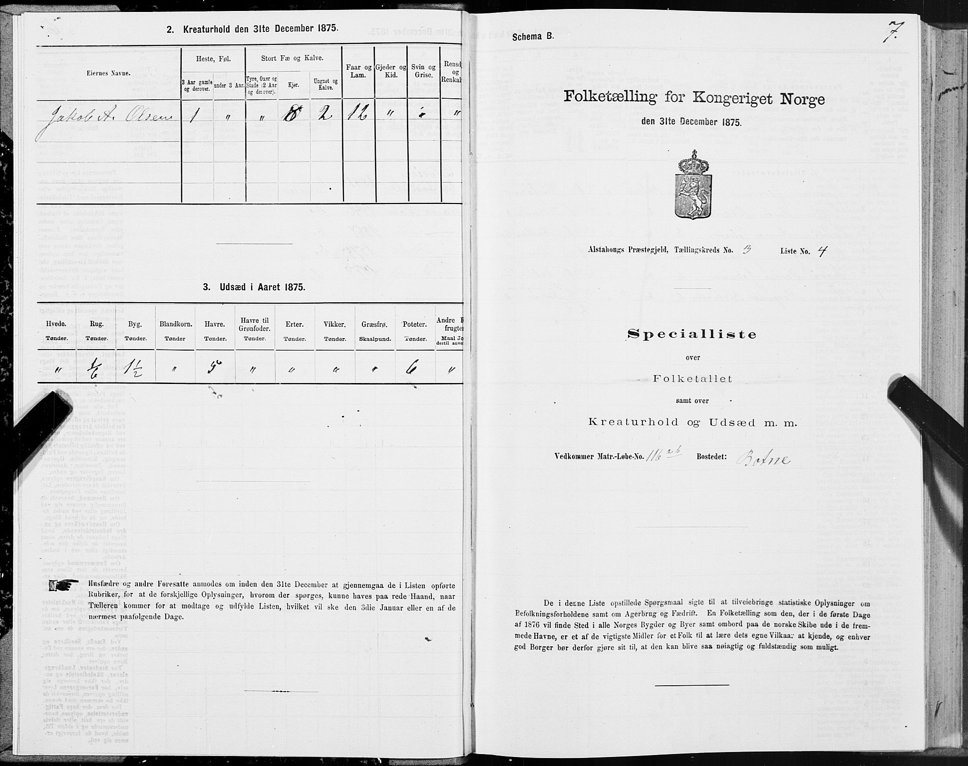 SAT, 1875 census for 1820P Alstahaug, 1875, p. 3007