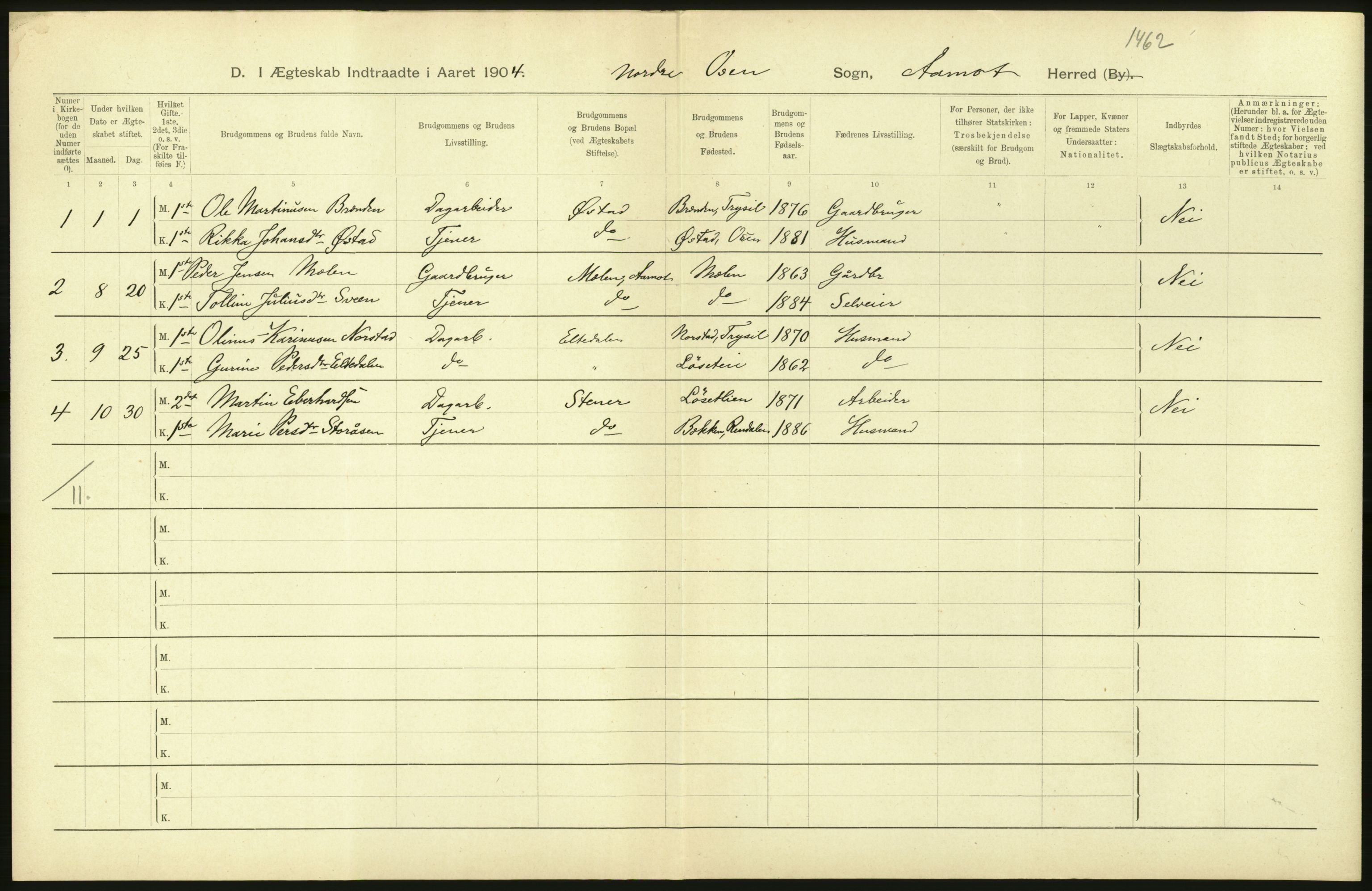 Statistisk sentralbyrå, Sosiodemografiske emner, Befolkning, AV/RA-S-2228/D/Df/Dfa/Dfab/L0005: Hedemarkens amt: Fødte, gifte, døde, 1904, p. 552