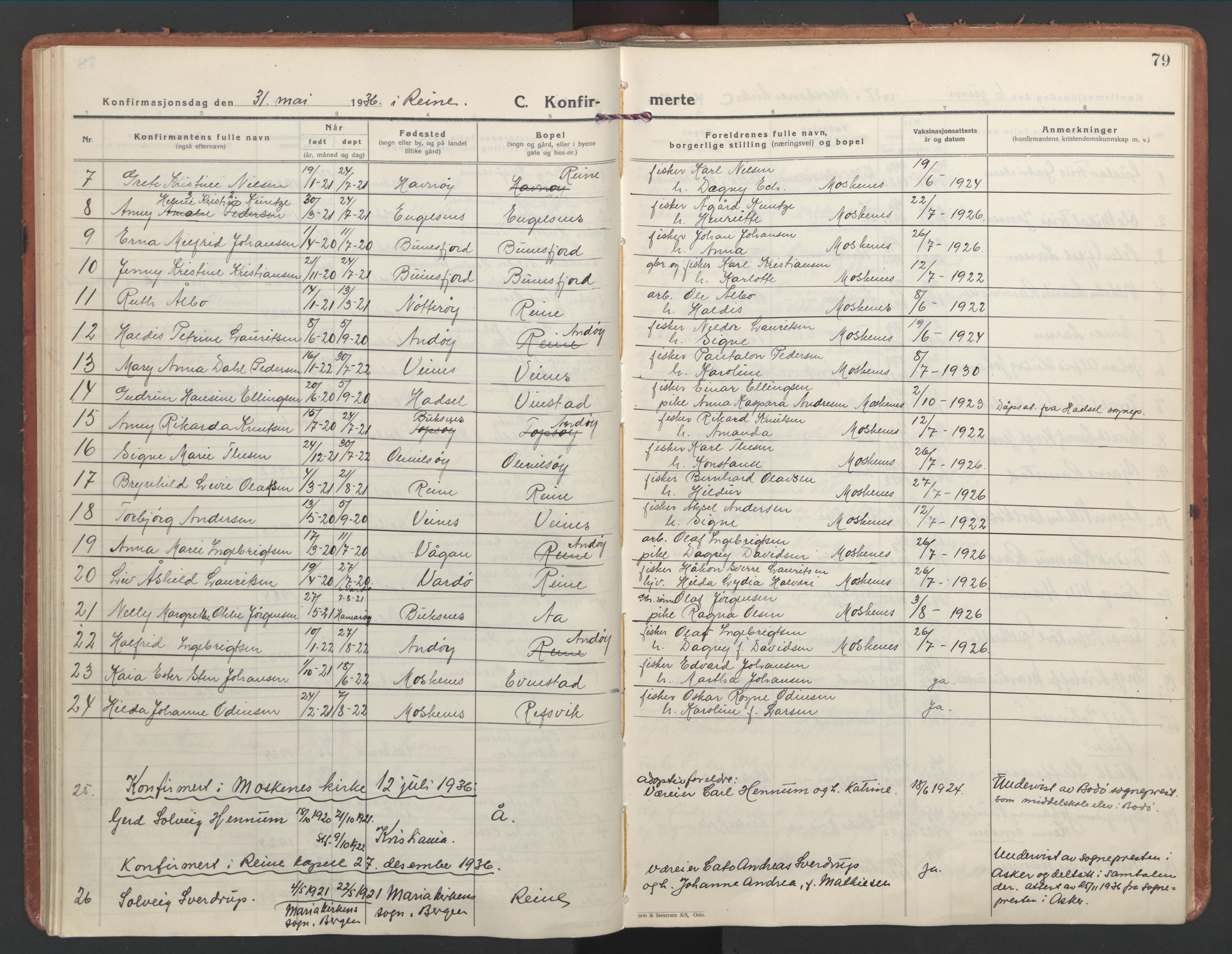 Ministerialprotokoller, klokkerbøker og fødselsregistre - Nordland, AV/SAT-A-1459/886/L1223: Parish register (official) no. 886A05, 1926-1938, p. 79