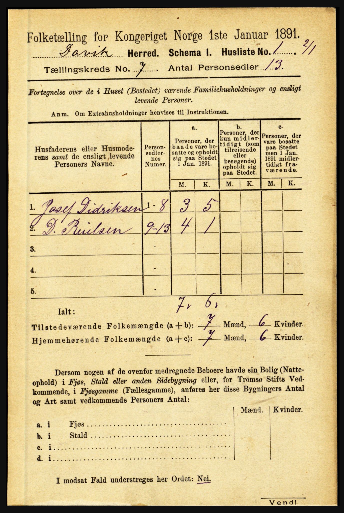 RA, 1891 census for 1442 Davik, 1891, p. 2670