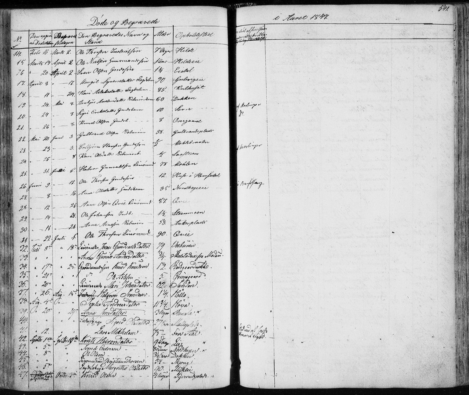 Nes kirkebøker, SAKO/A-236/F/Fa/L0009: Parish register (official) no. 9, 1834-1863, p. 541
