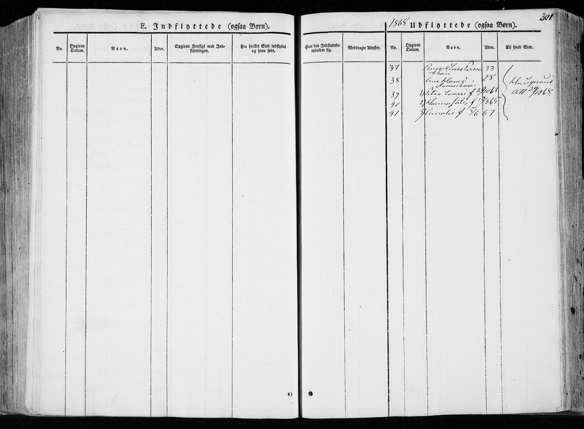 Ministerialprotokoller, klokkerbøker og fødselsregistre - Nord-Trøndelag, AV/SAT-A-1458/722/L0218: Parish register (official) no. 722A05, 1843-1868, p. 301