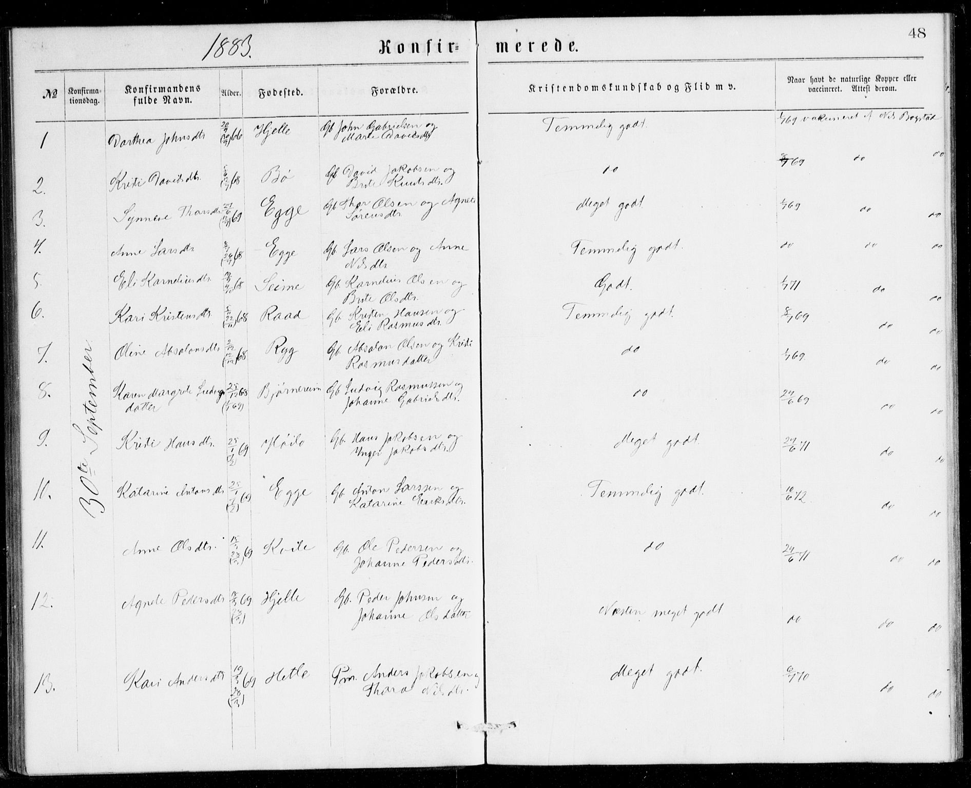 Gloppen sokneprestembete, SAB/A-80101/H/Hac/L0001: Curate's parish register no. A 1, 1867-1886, p. 48