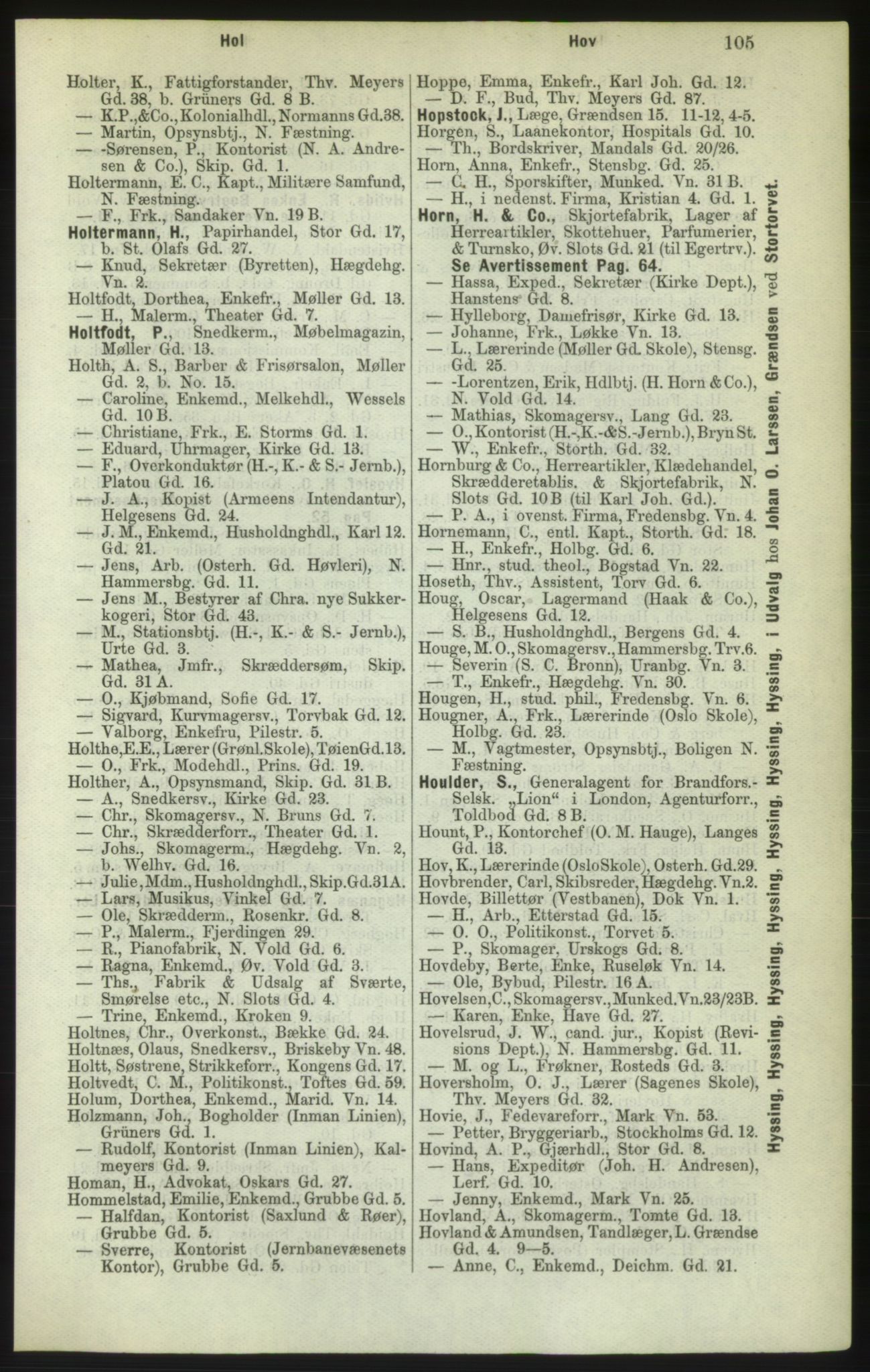 Kristiania/Oslo adressebok, PUBL/-, 1882, p. 105