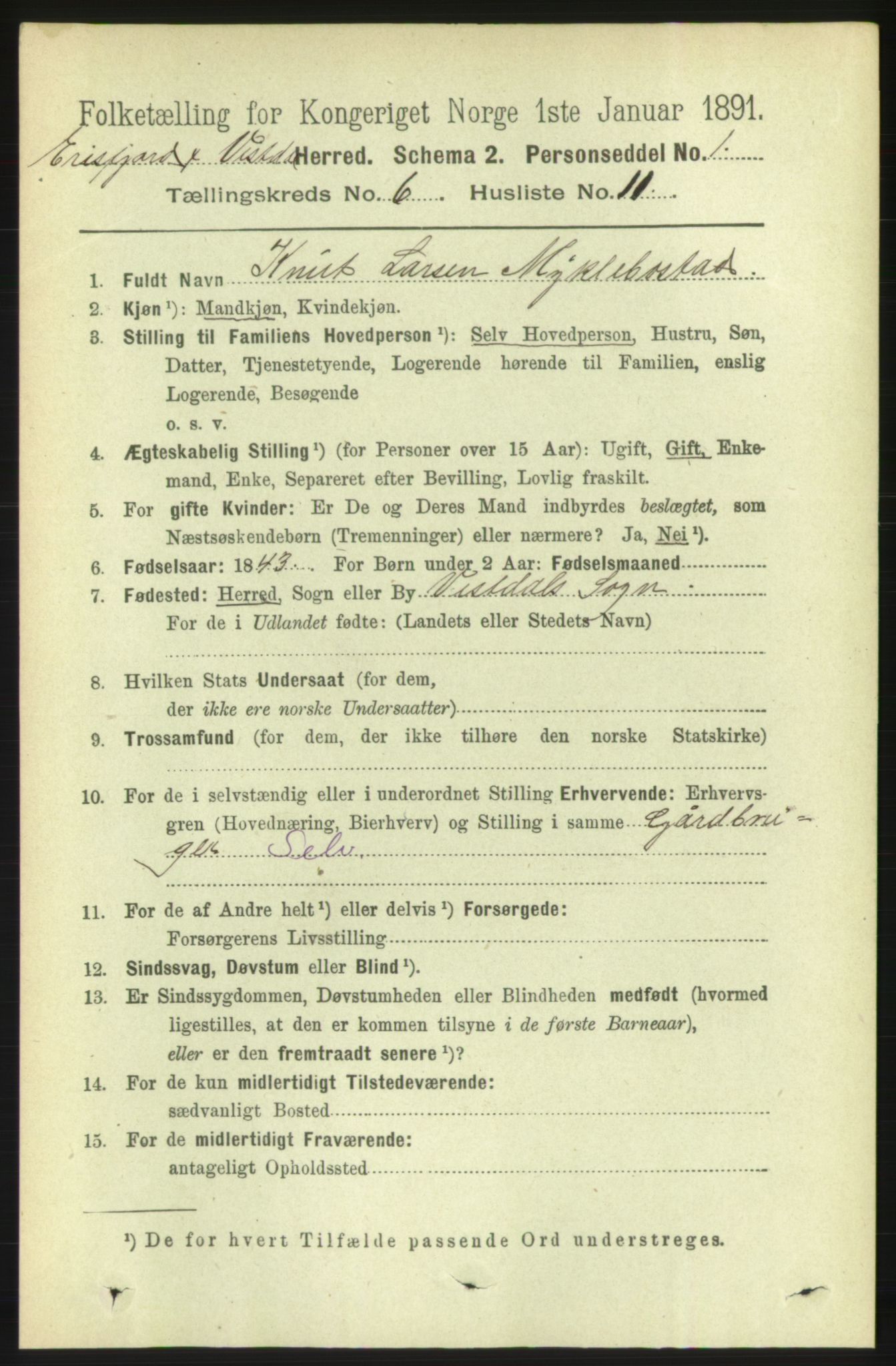 RA, 1891 census for 1542 Eresfjord og Vistdal, 1891, p. 1589