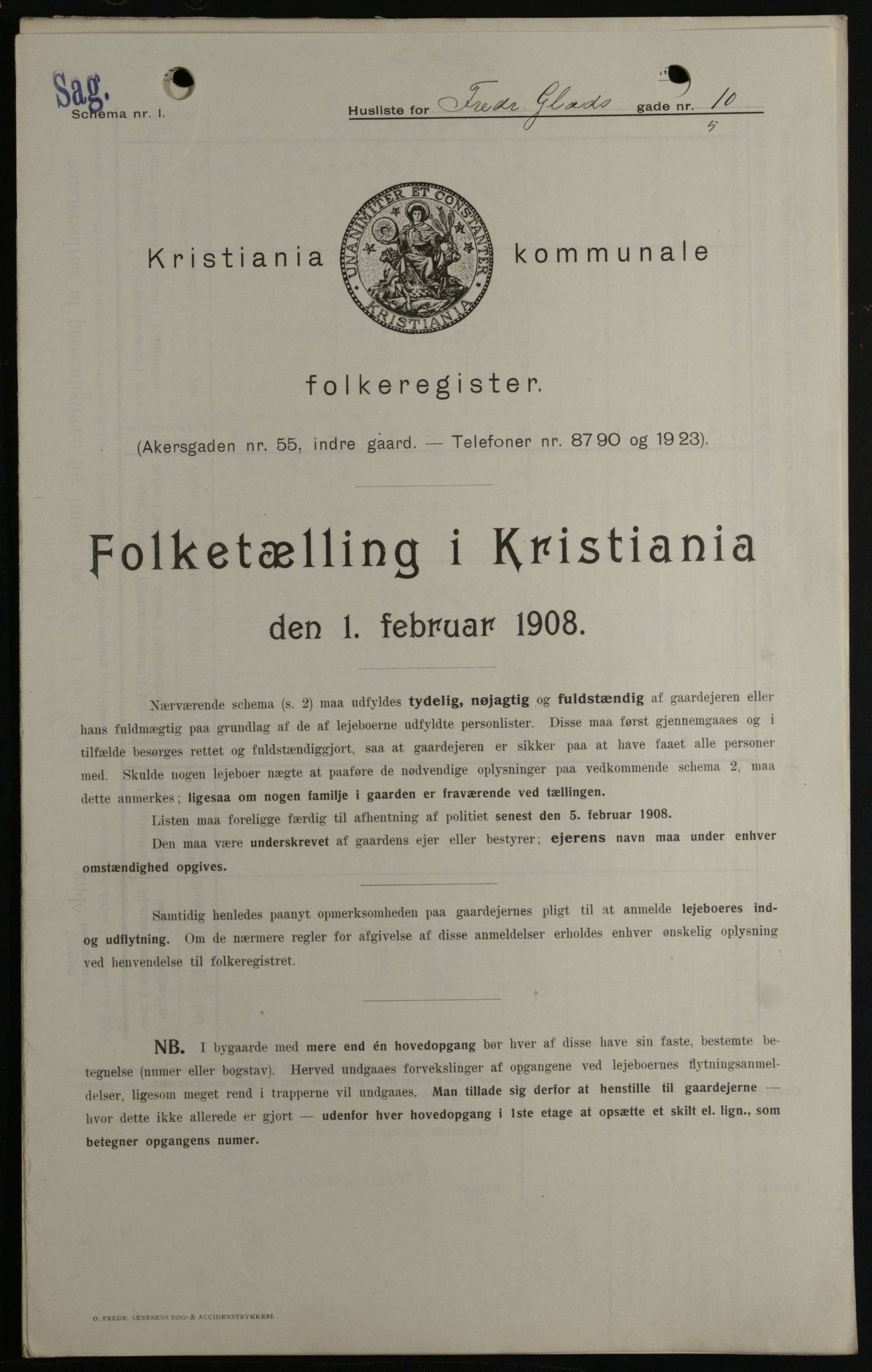 OBA, Municipal Census 1908 for Kristiania, 1908, p. 23974