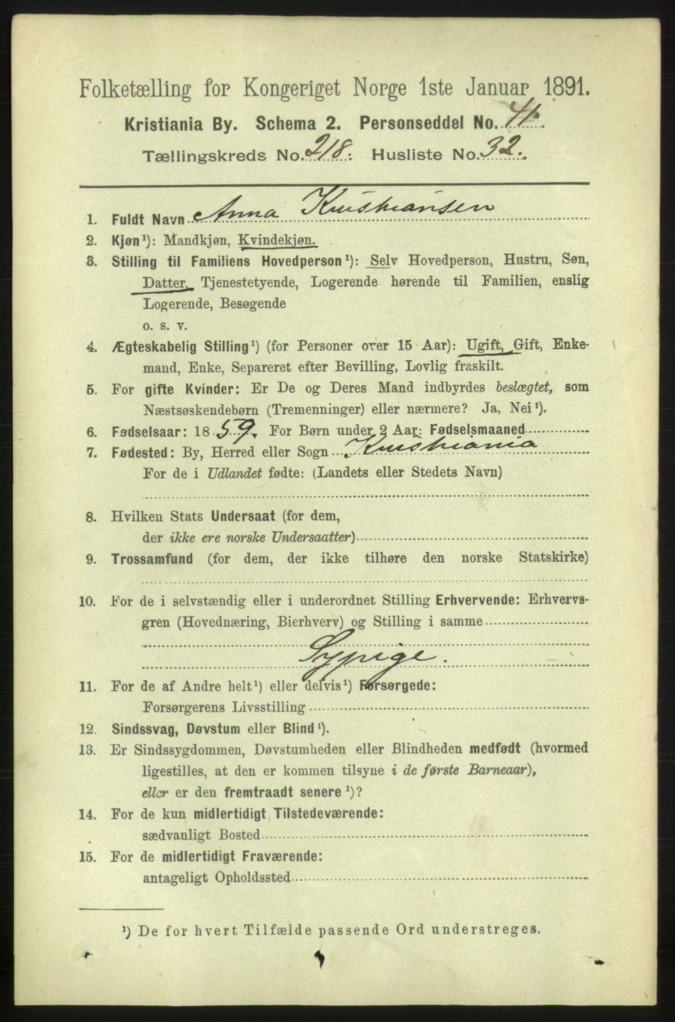 RA, 1891 census for 0301 Kristiania, 1891, p. 129907