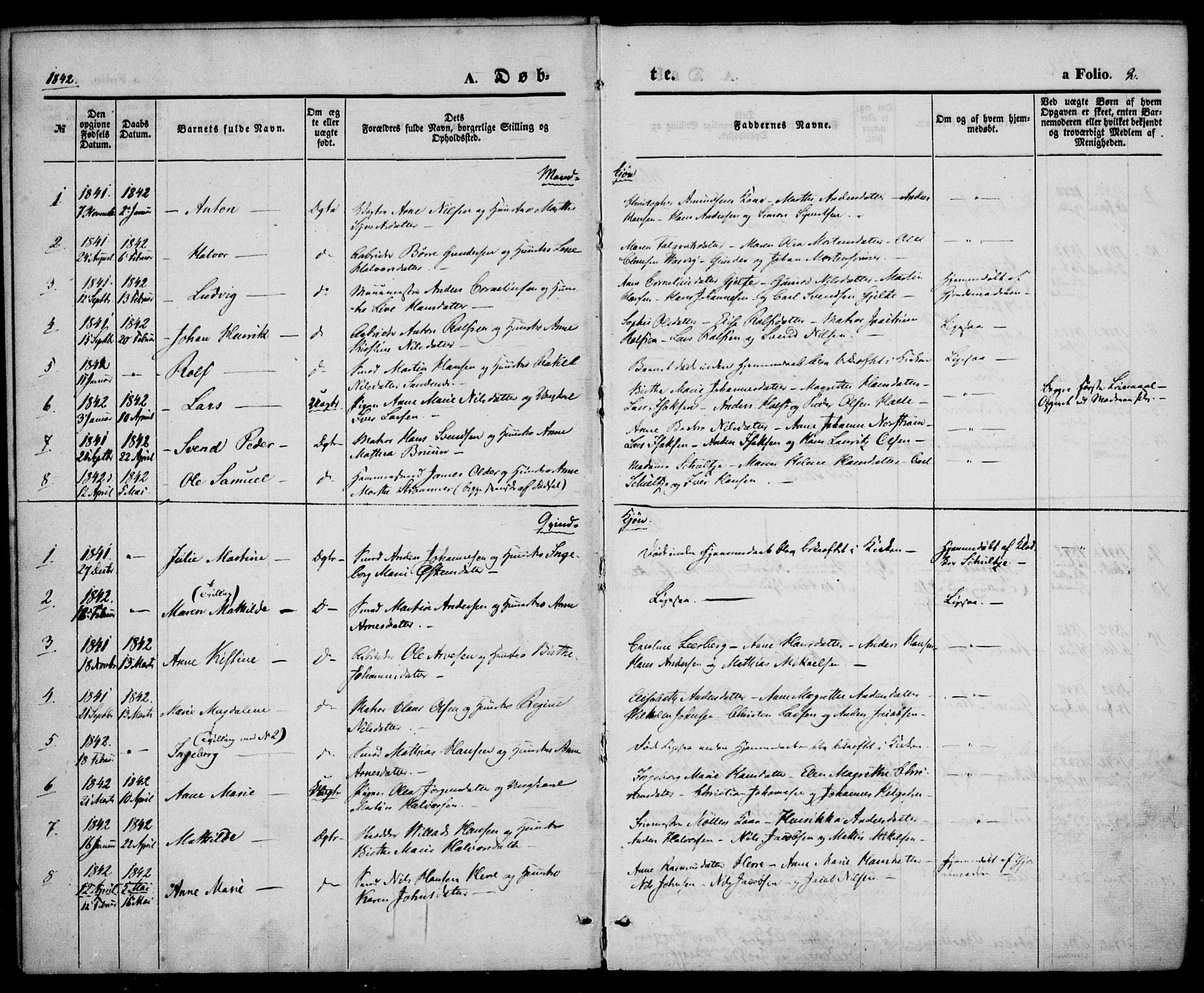 Larvik kirkebøker, SAKO/A-352/F/Fb/L0003: Parish register (official) no. II 3, 1842-1856, p. 2