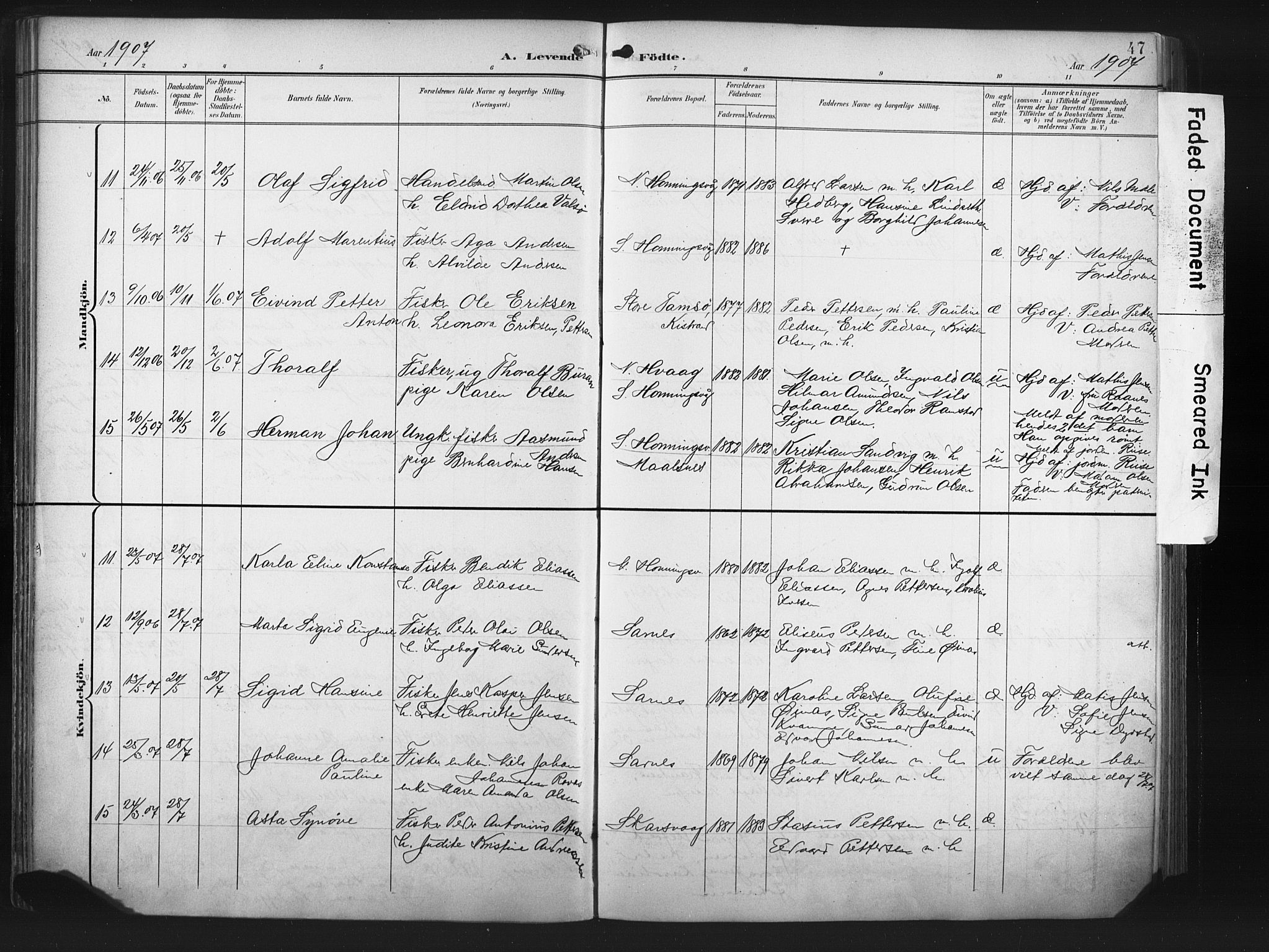 Måsøy sokneprestkontor, SATØ/S-1348/H/Ha/L0008kirke: Parish register (official) no. 8, 1900-1910, p. 47