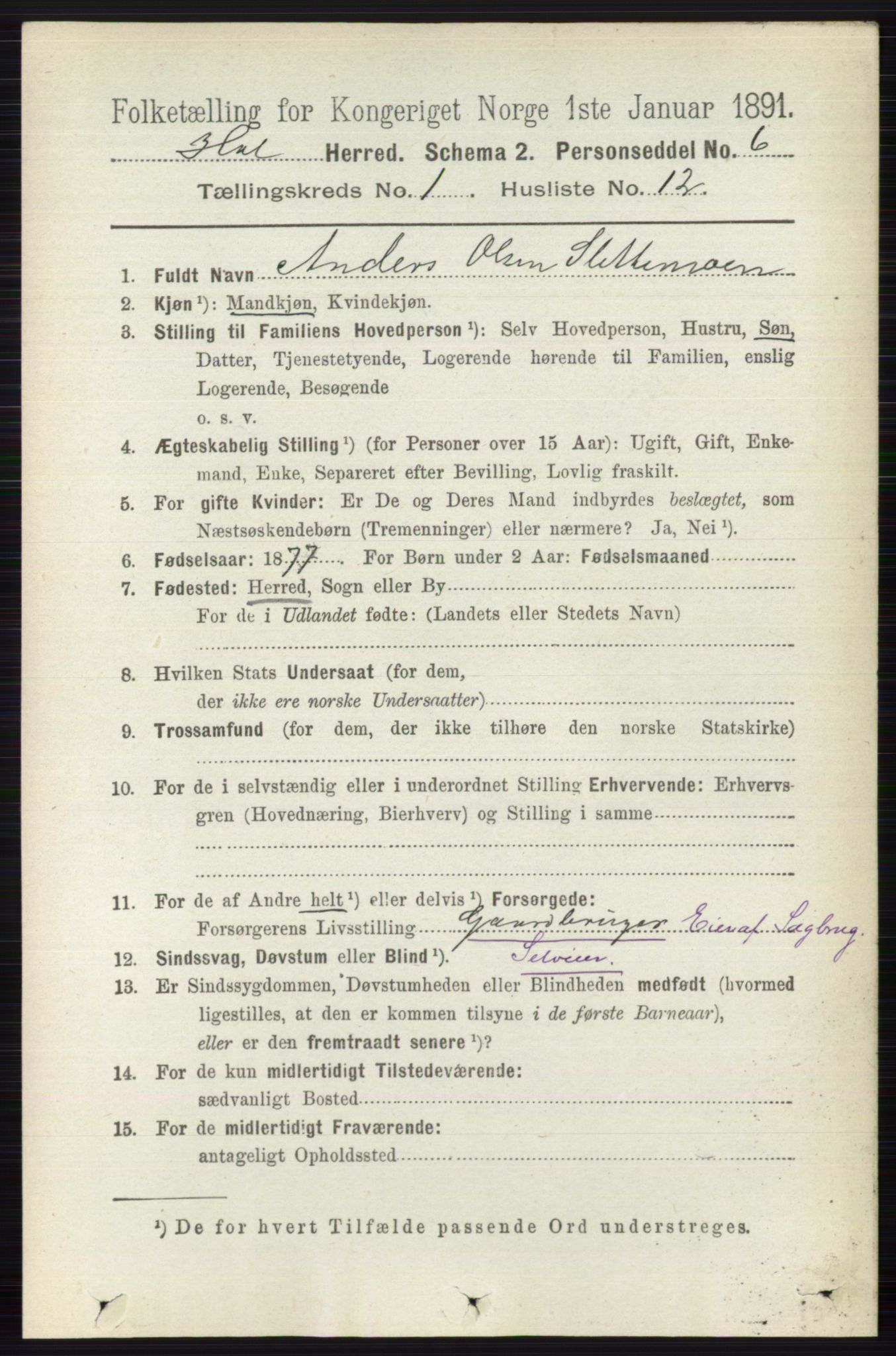 RA, 1891 census for 0620 Hol, 1891, p. 129