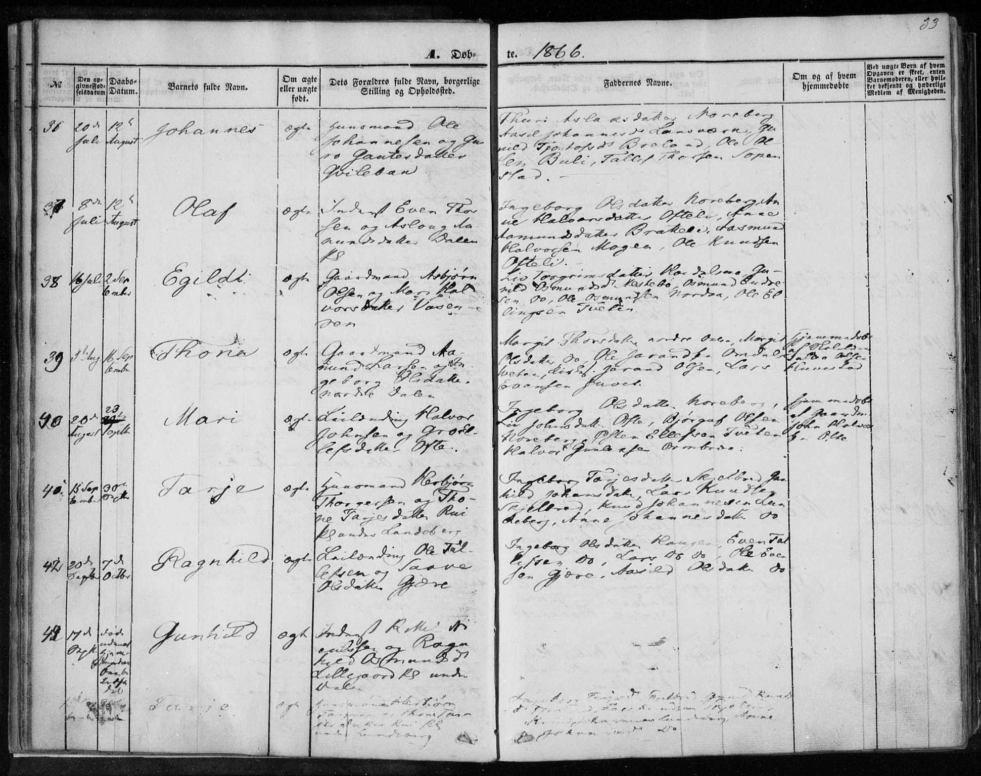 Lårdal kirkebøker, SAKO/A-284/F/Fa/L0006: Parish register (official) no. I 6, 1861-1886, p. 33