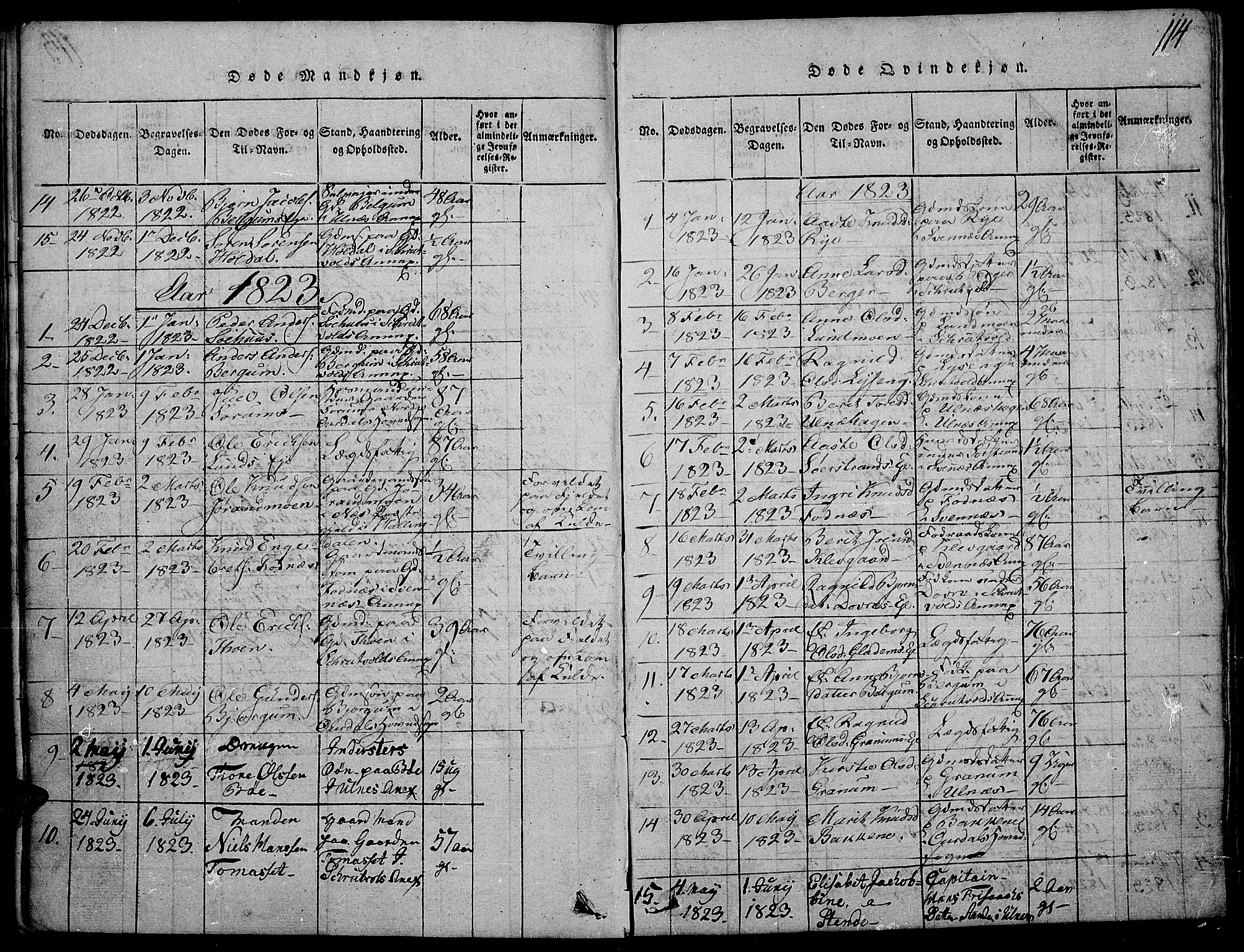 Nord-Aurdal prestekontor, SAH/PREST-132/H/Ha/Haa/L0002: Parish register (official) no. 2, 1816-1828, p. 114