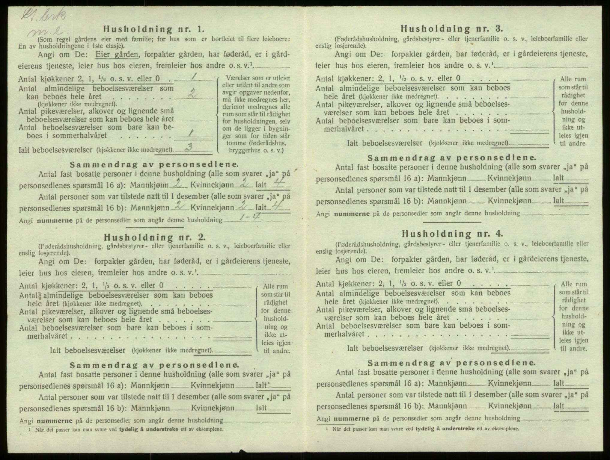 SAB, 1920 census for Selje, 1920, p. 291