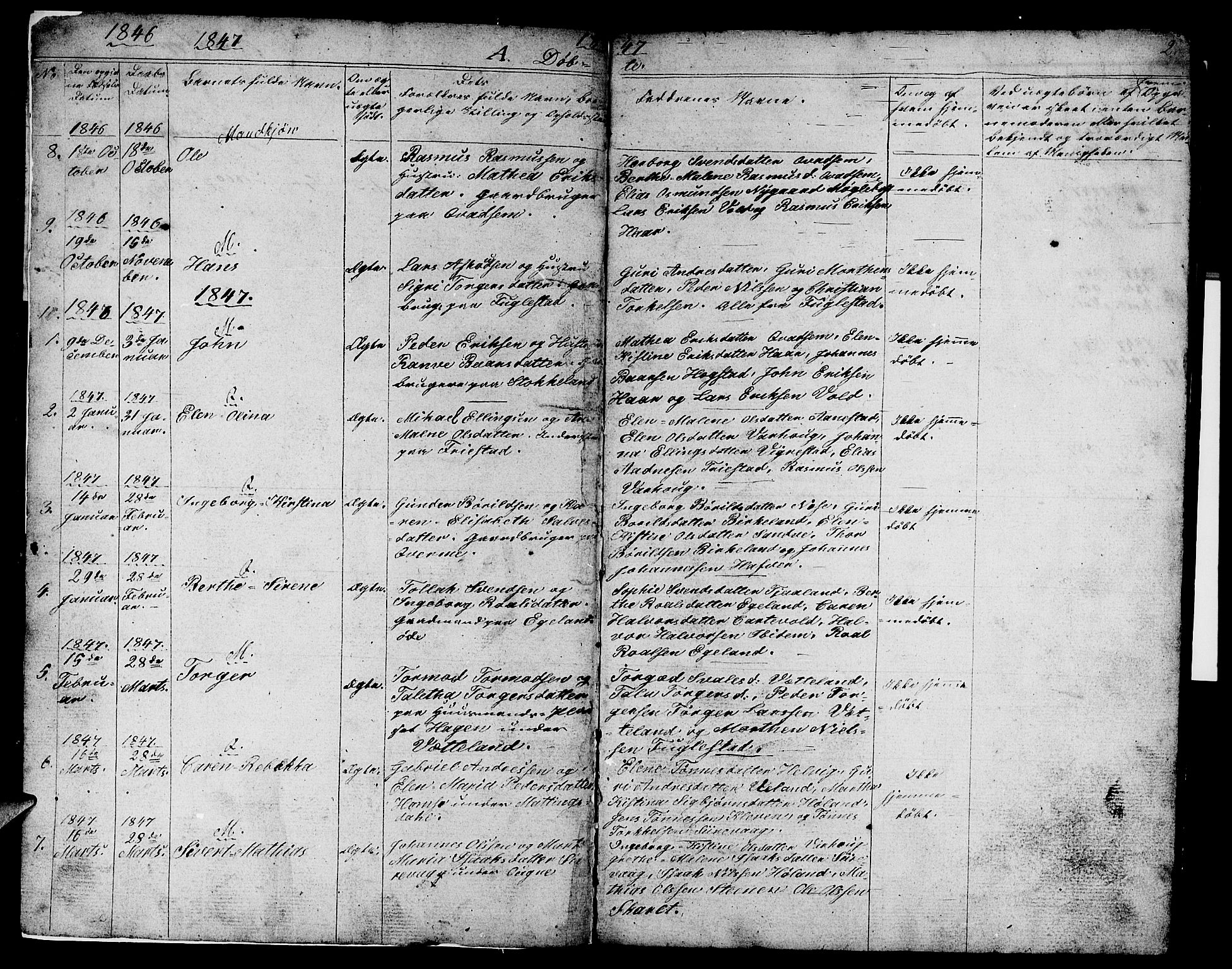 Eigersund sokneprestkontor, SAST/A-101807/S09/L0003: Parish register (copy) no. B 3, 1846-1875, p. 2
