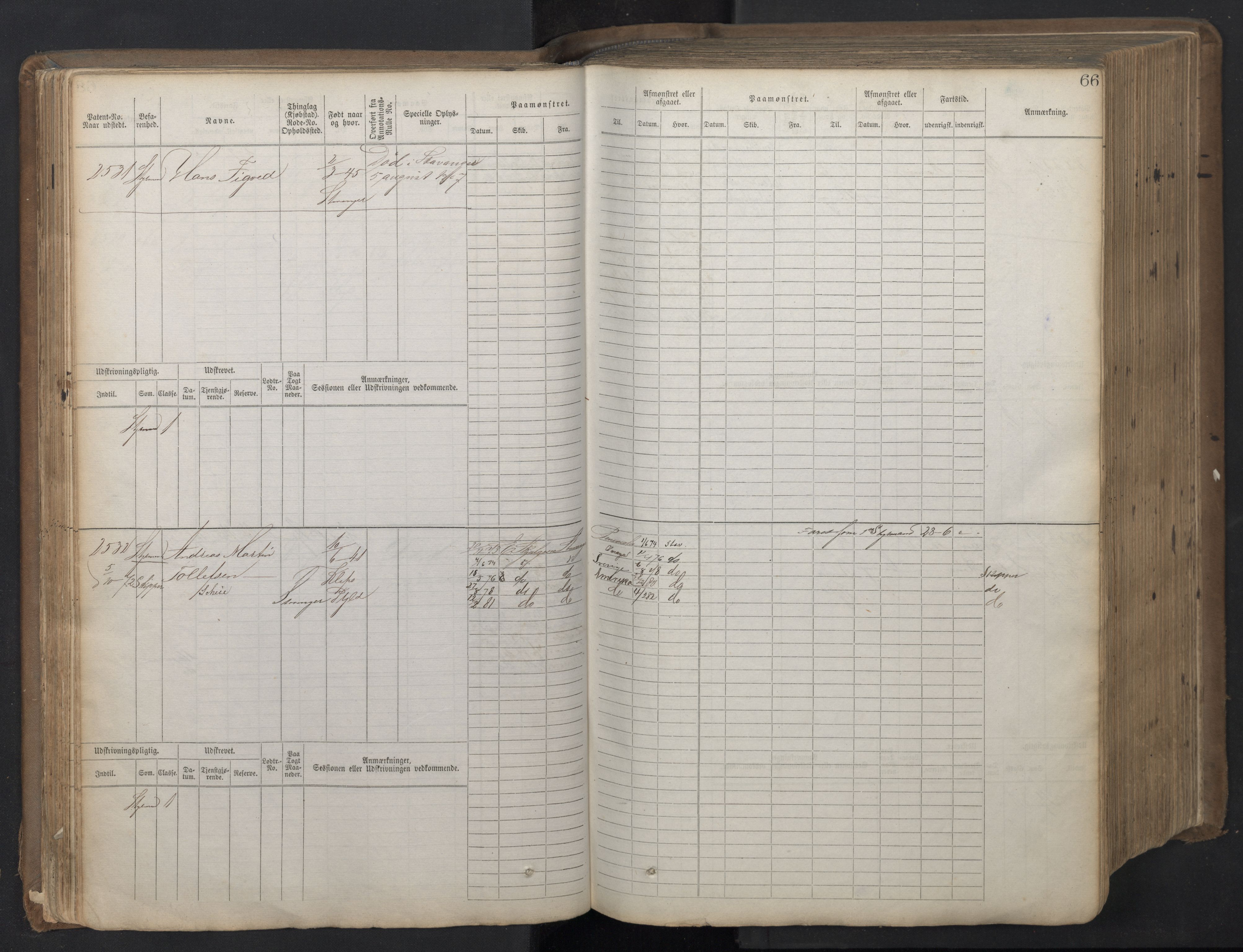 Stavanger sjømannskontor, AV/SAST-A-102006/F/Fb/Fbb/L0018: Sjøfartshovedrulle patnentnr. 2402-3602 (dublett), 1869, p. 69