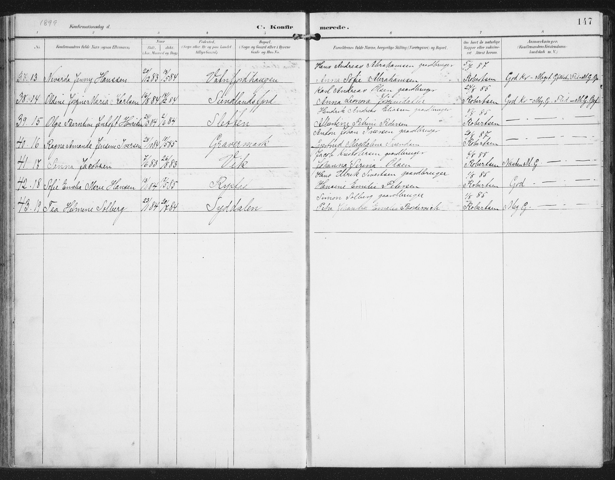 Ministerialprotokoller, klokkerbøker og fødselsregistre - Nordland, SAT/A-1459/876/L1098: Parish register (official) no. 876A04, 1896-1915, p. 147