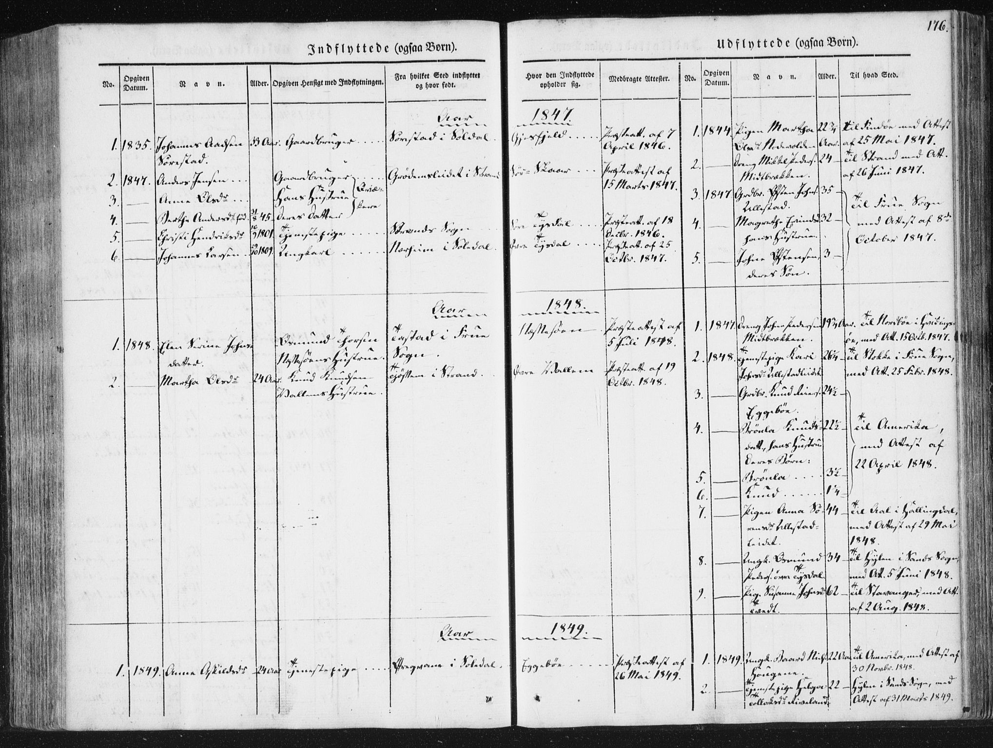 Hjelmeland sokneprestkontor, AV/SAST-A-101843/01/IV/L0008: Parish register (official) no. A 8, 1842-1861, p. 176